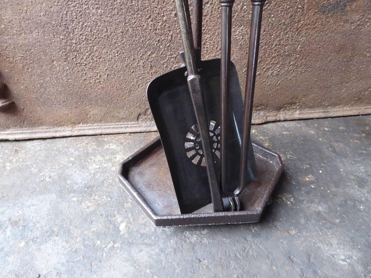 Wrought Iron 19th Century English Victorian Fireplace Tools or Companion Set