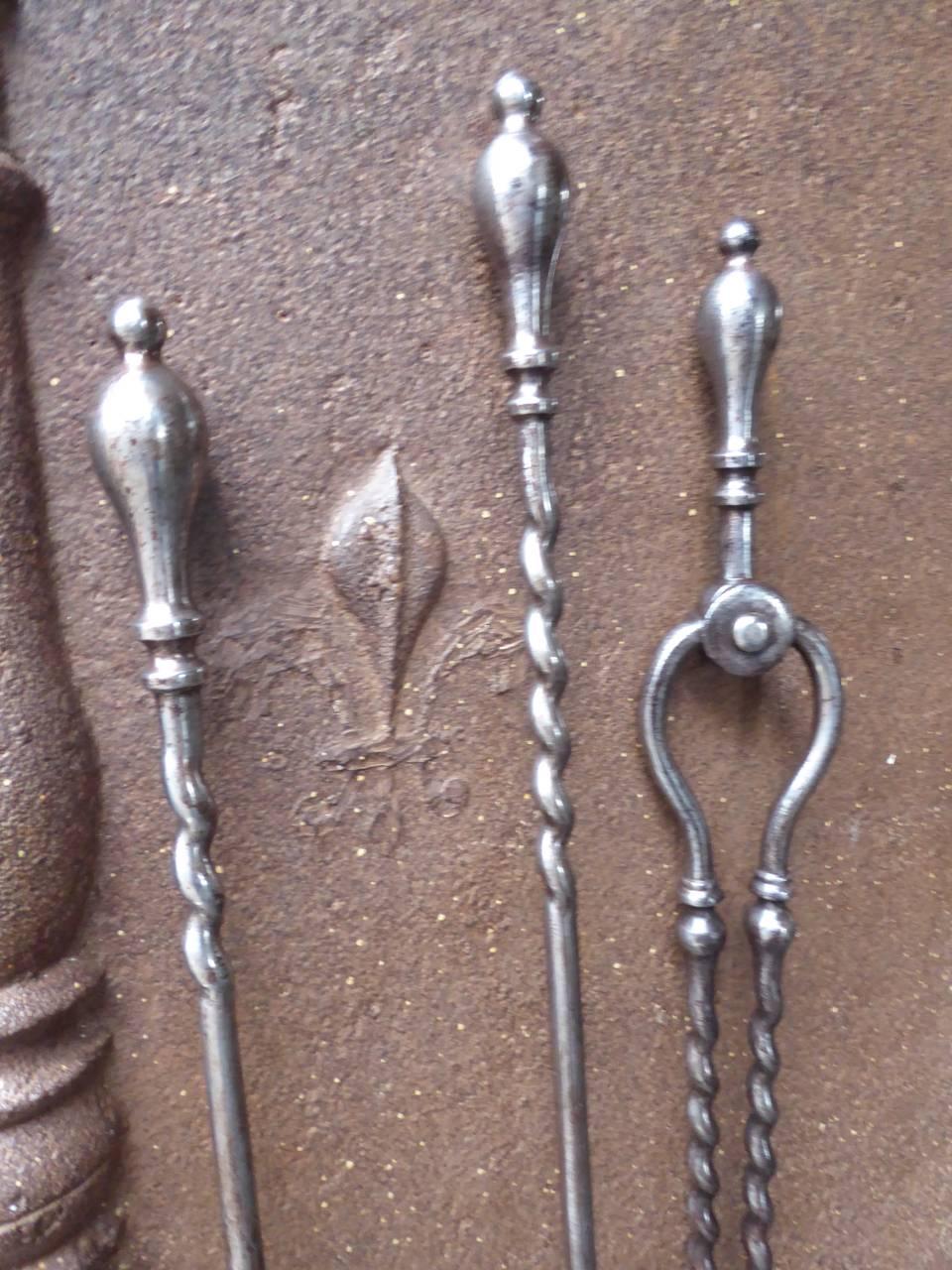 19th Century English Victorian Fireplace Tools or Companion Set 3