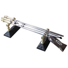 19th Century English Victorian Fireplace Tools or Fire Tool Set