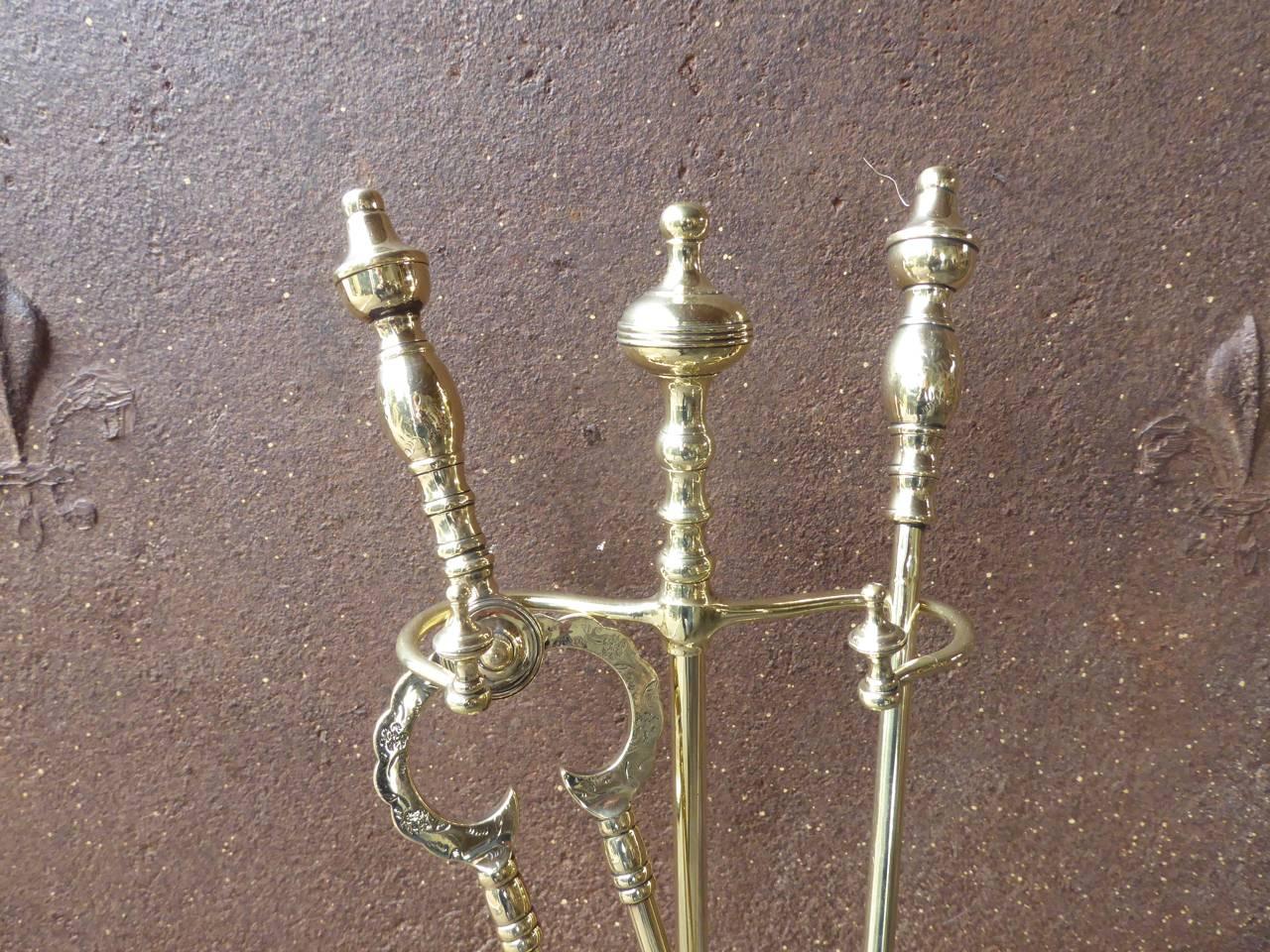 Polished 19th Century English Victorian Fireplace Tools or Fire Tools