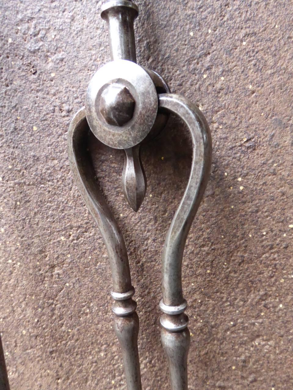 Wrought Iron 19th Century English Victorian Fireplace Tools or Fire Tools