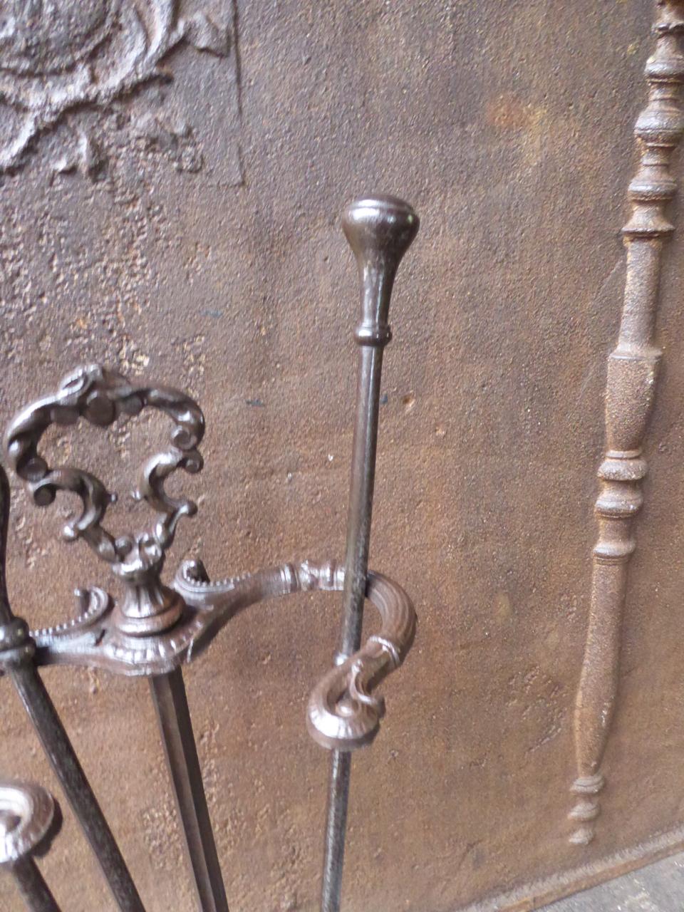 Cast 19th Century English Victorian Fireplace Tools or Fireplace Toolset For Sale