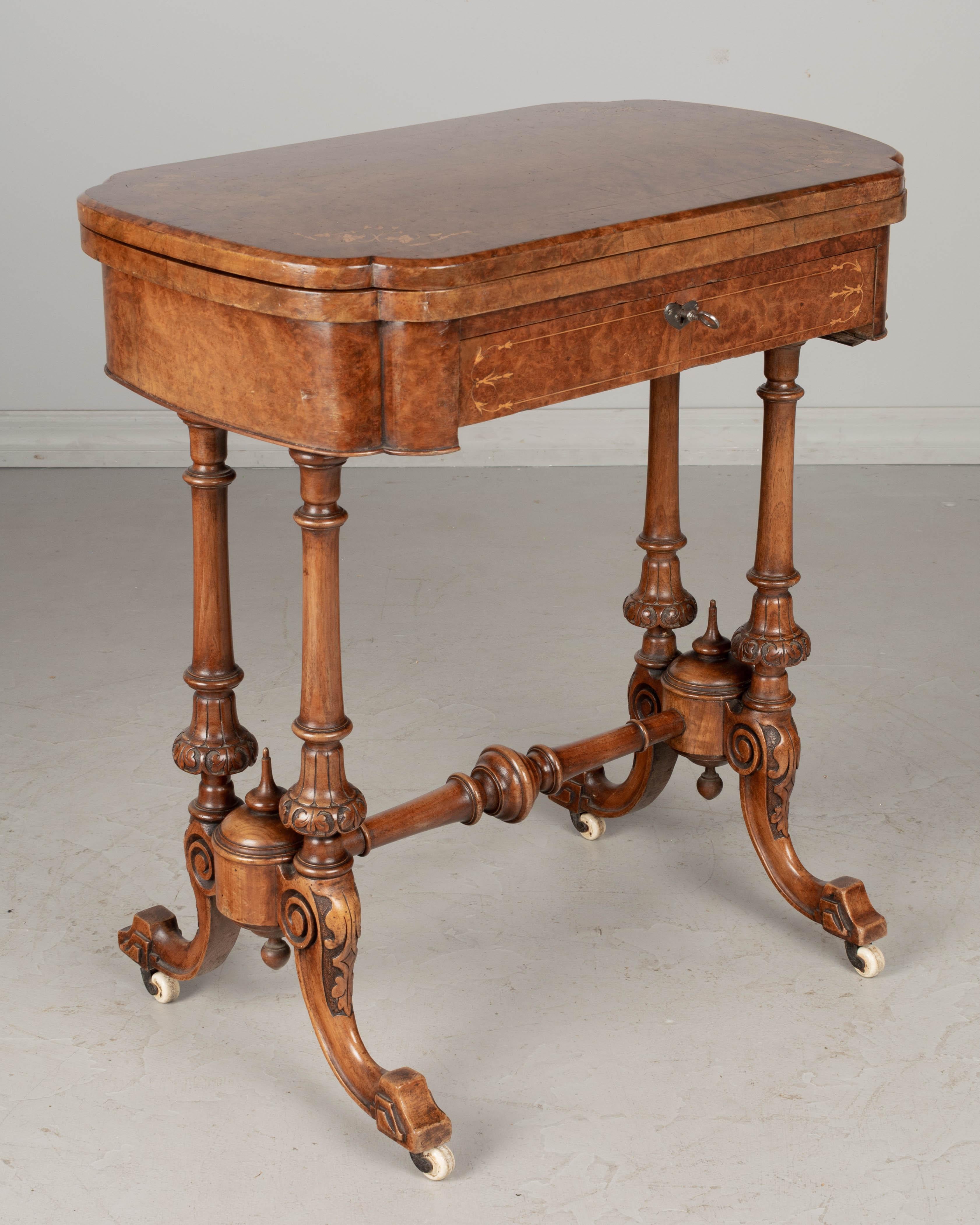 19th Century English Victorian Folding Game Table In Good Condition In Winter Park, FL