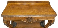 19th Century English Victorian Golden Tiger Oak Entryway Console Table