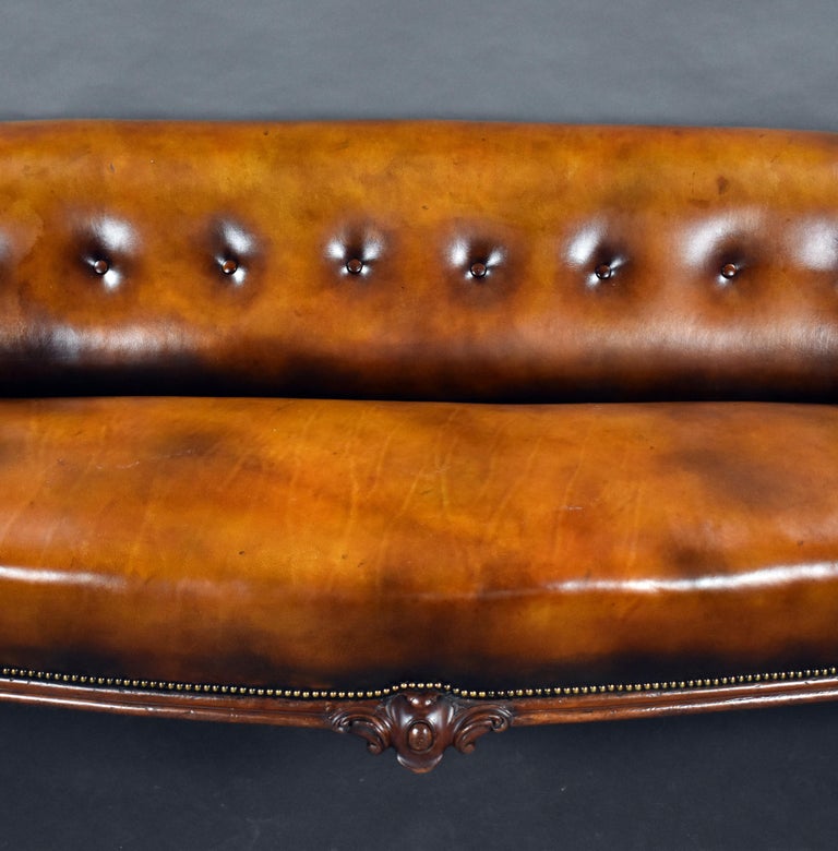 19th Century English Victorian Hand Dyed Leather Couch at 1stDibs