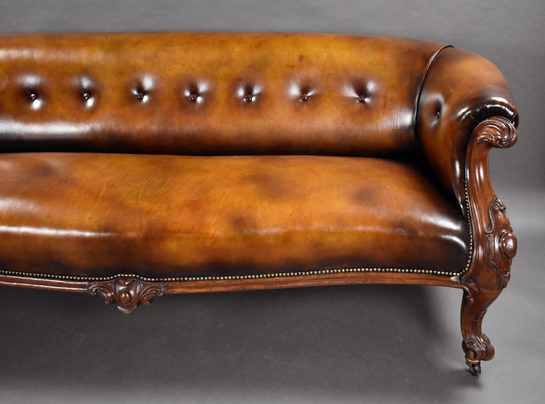 19th Century English Victorian Hand Dyed Leather Couch at 1stDibs