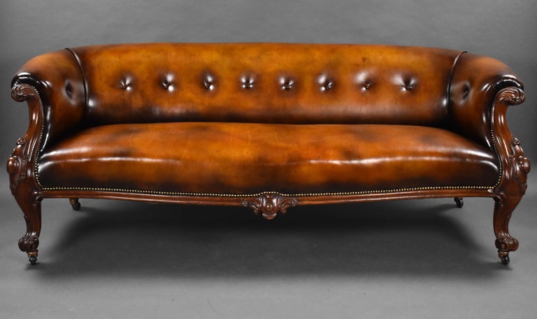 19th Century English Victorian Hand Dyed Leather Couch at 1stDibs