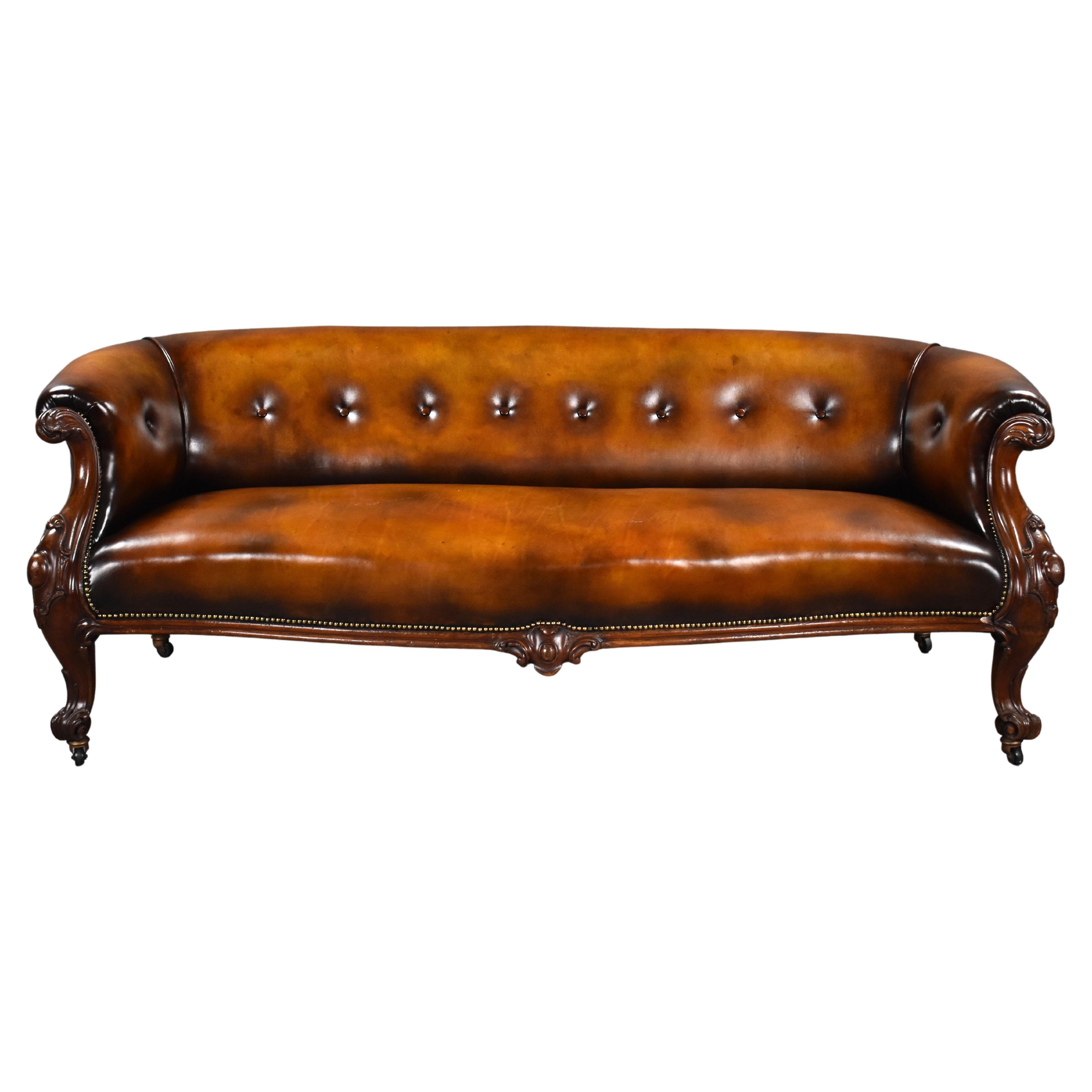 19th Century English Victorian Hand Dyed Leather Couch at 1stDibs