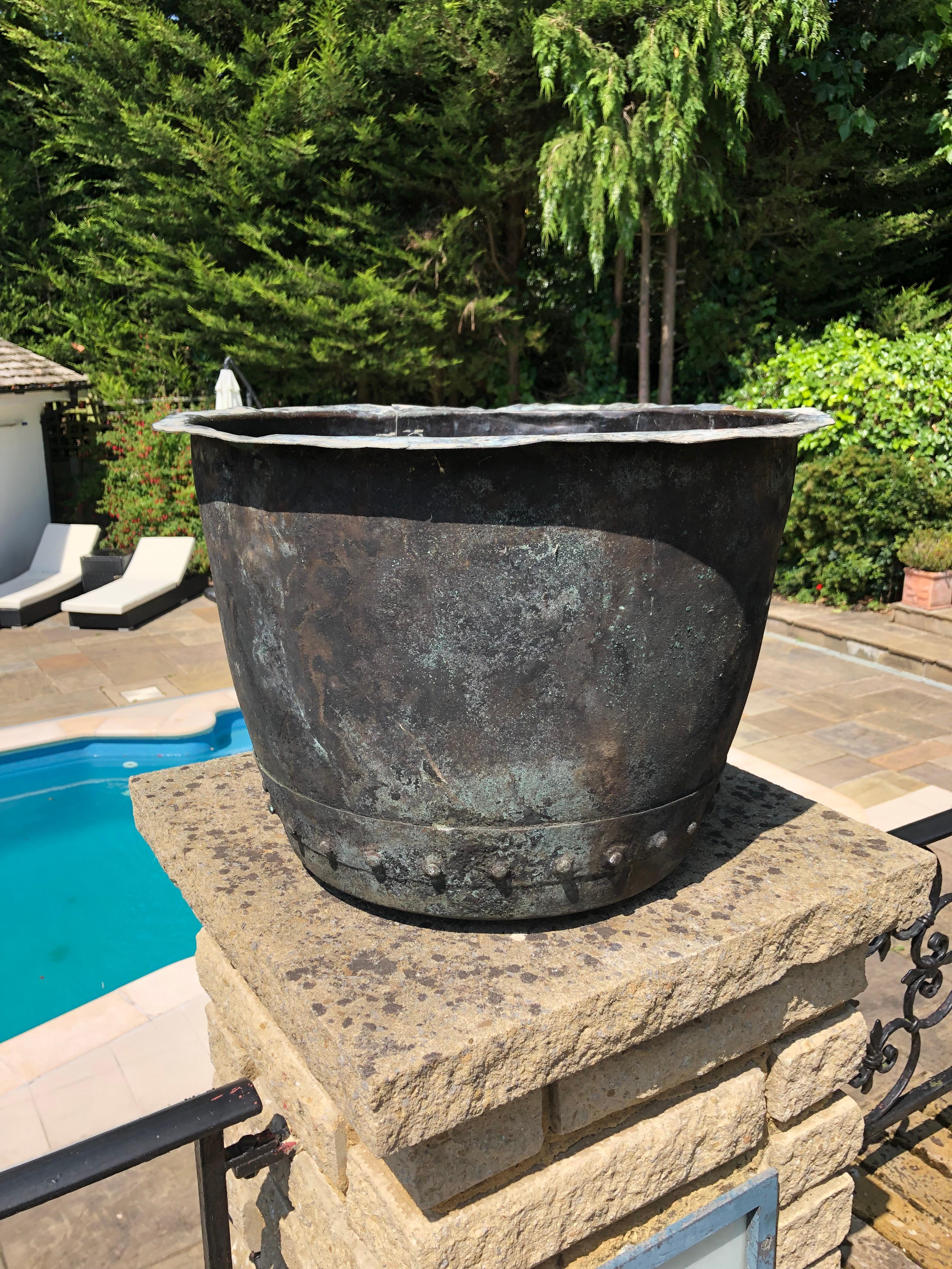 19th Century English Victorian Large Riveted Copper Planter 15