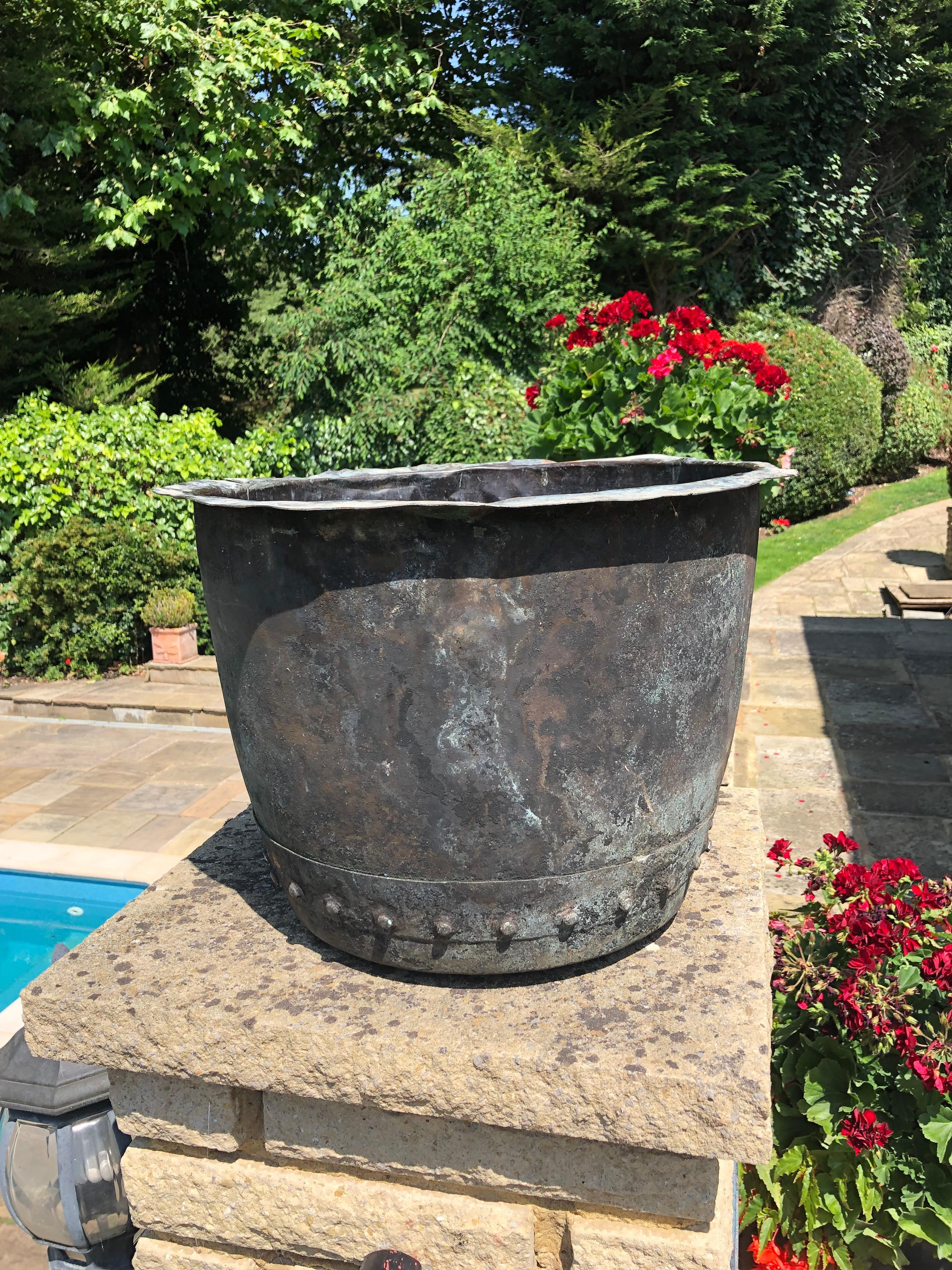 19th Century English Victorian Large Riveted Copper Planter 16