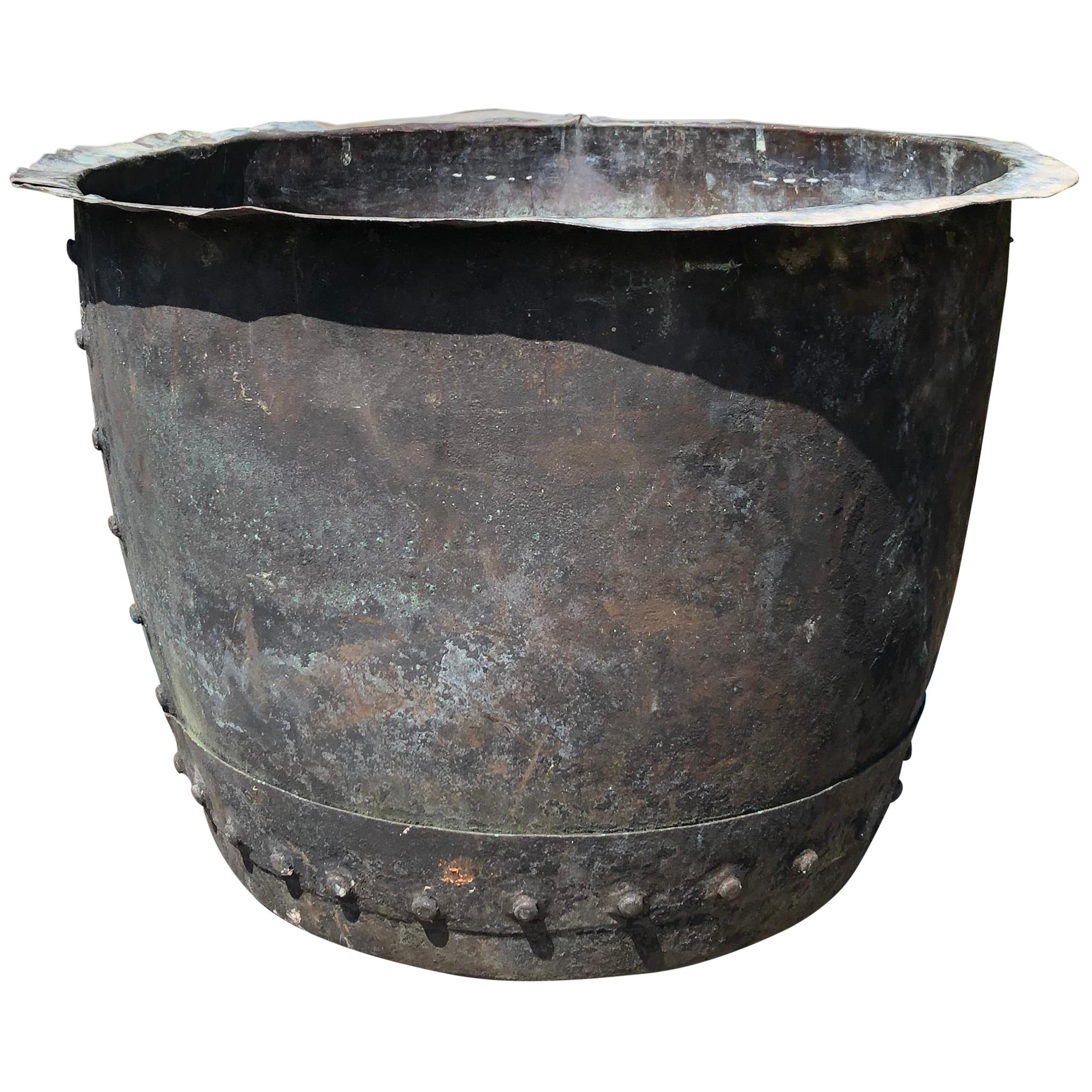 19th Century English Victorian Large Riveted Copper Planter