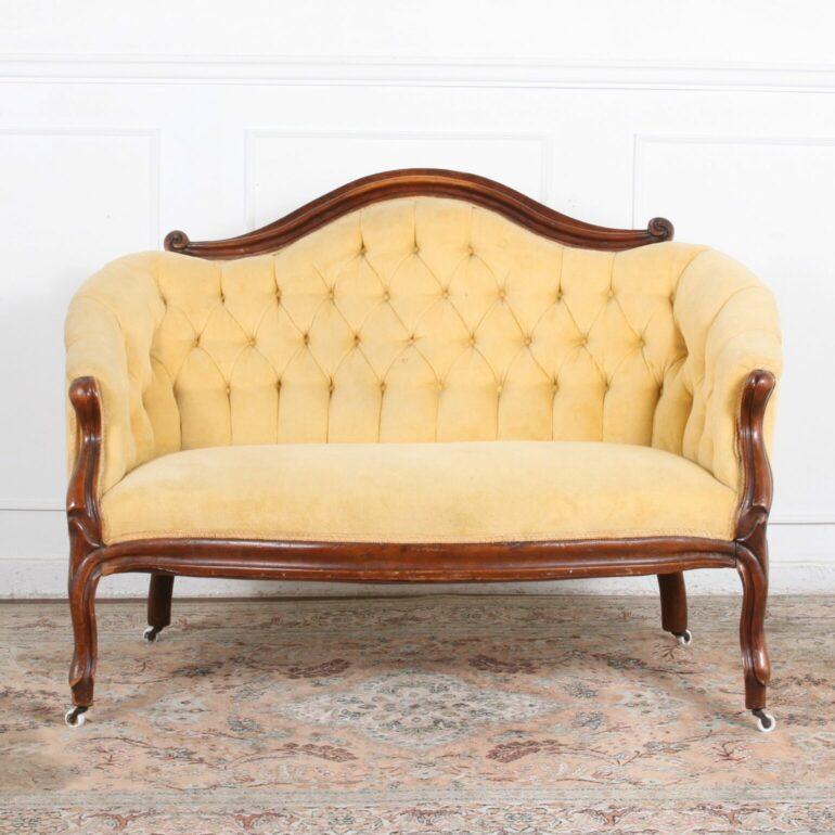 19th century English Victorian Loveseat.