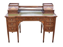 19th Century English Victorian Mahogany and Marquetry Desk by Edwards & Roberts