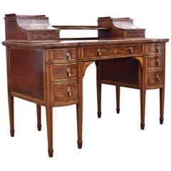 19th Century English Victorian Mahogany and Marquetry Desk by Edwards & Roberts 