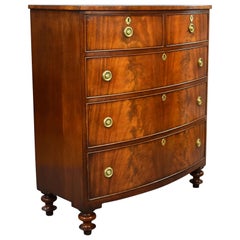 Antique 19th Century English Victorian Mahogany Bow Front Chest of Drawers