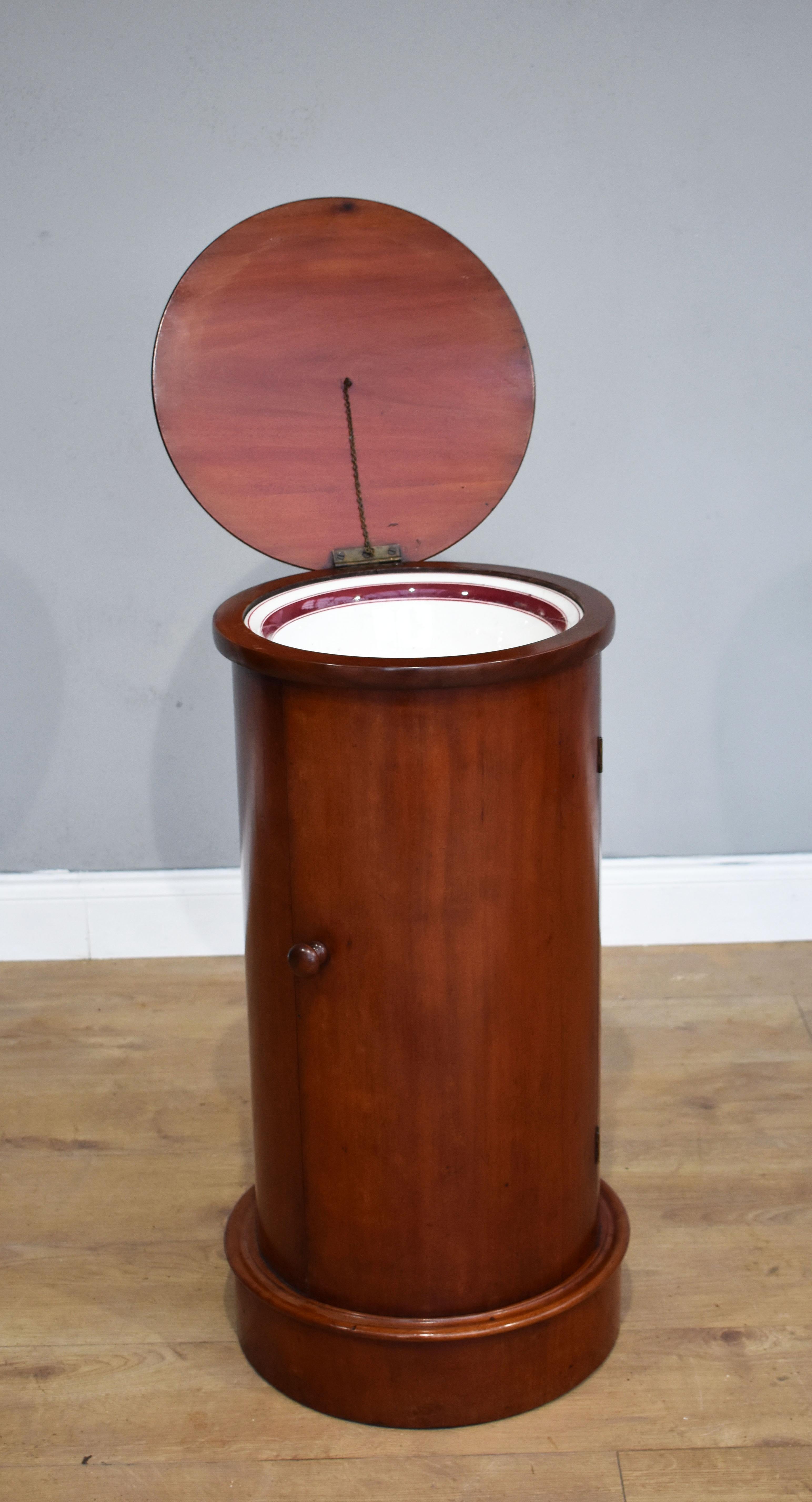 19th Century English Victorian Mahogany Cylindrical Pot Cupboard 2