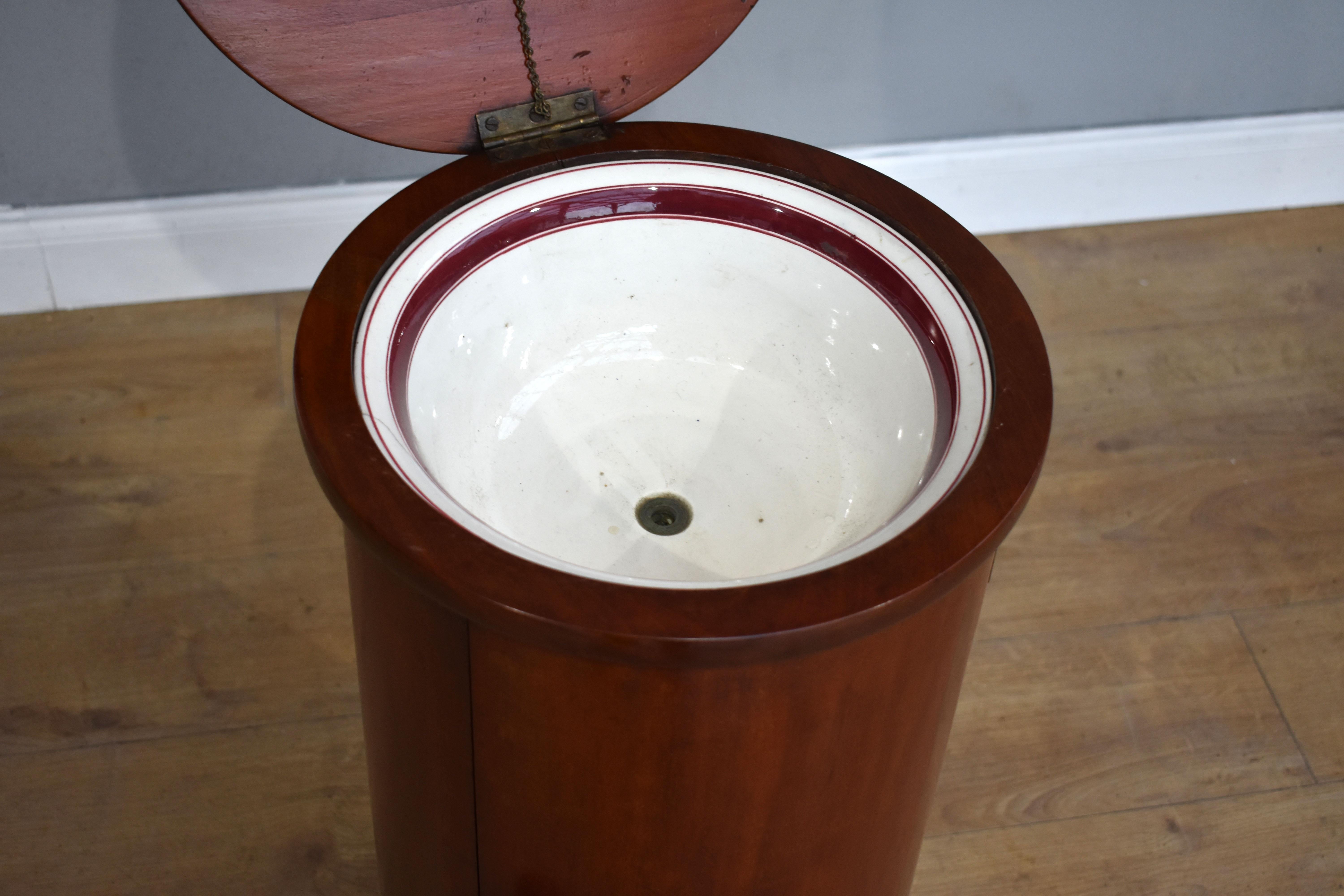 19th Century English Victorian Mahogany Cylindrical Pot Cupboard 3