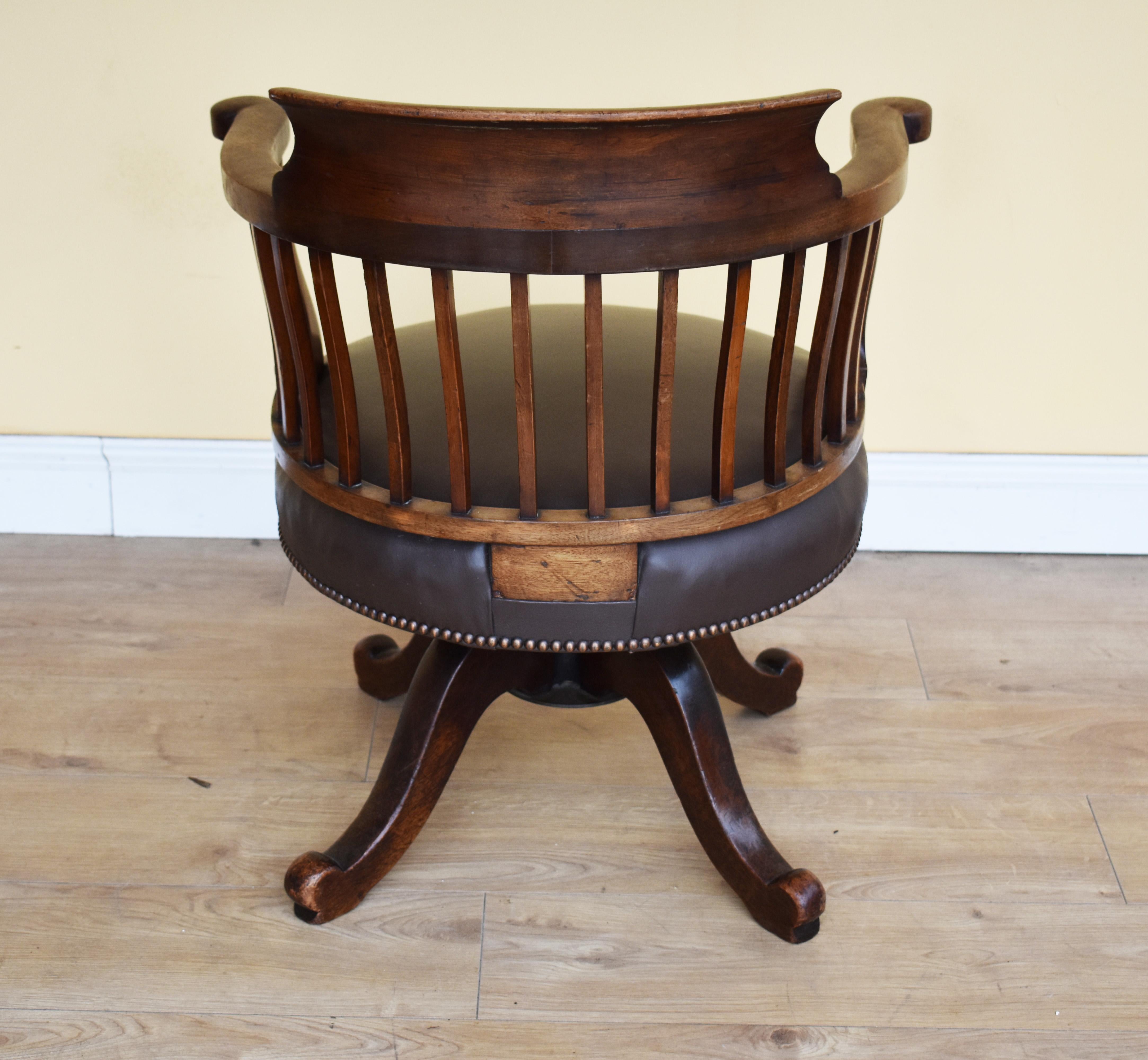 Late Victorian 19th Century English Victorian Mahogany Desk Chair