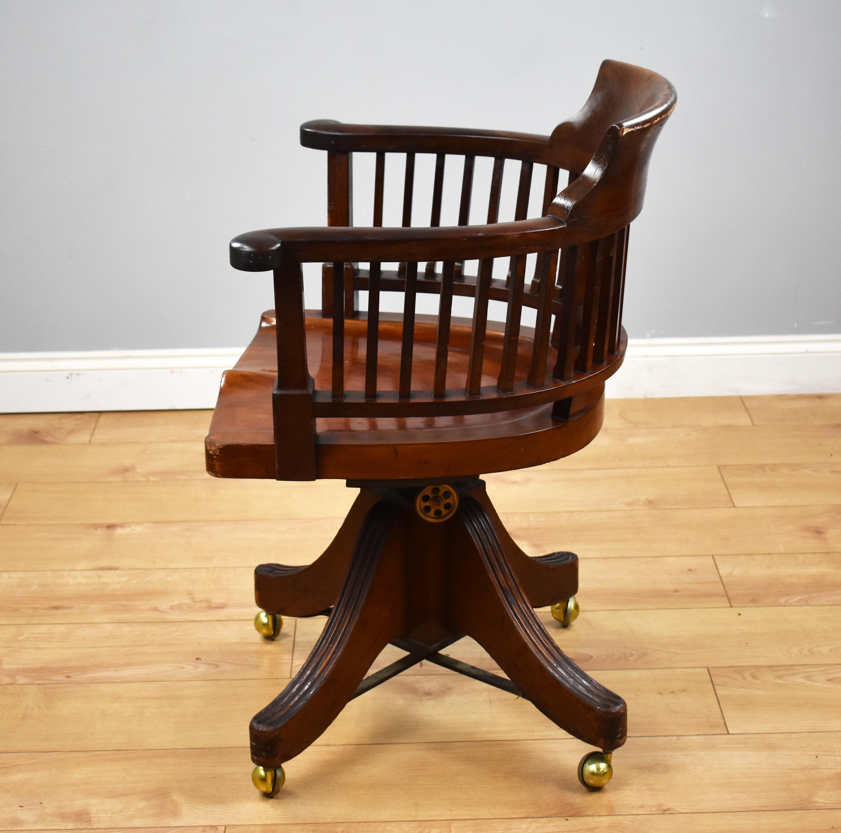 19th Century English Victorian Mahogany Desk Chair 2