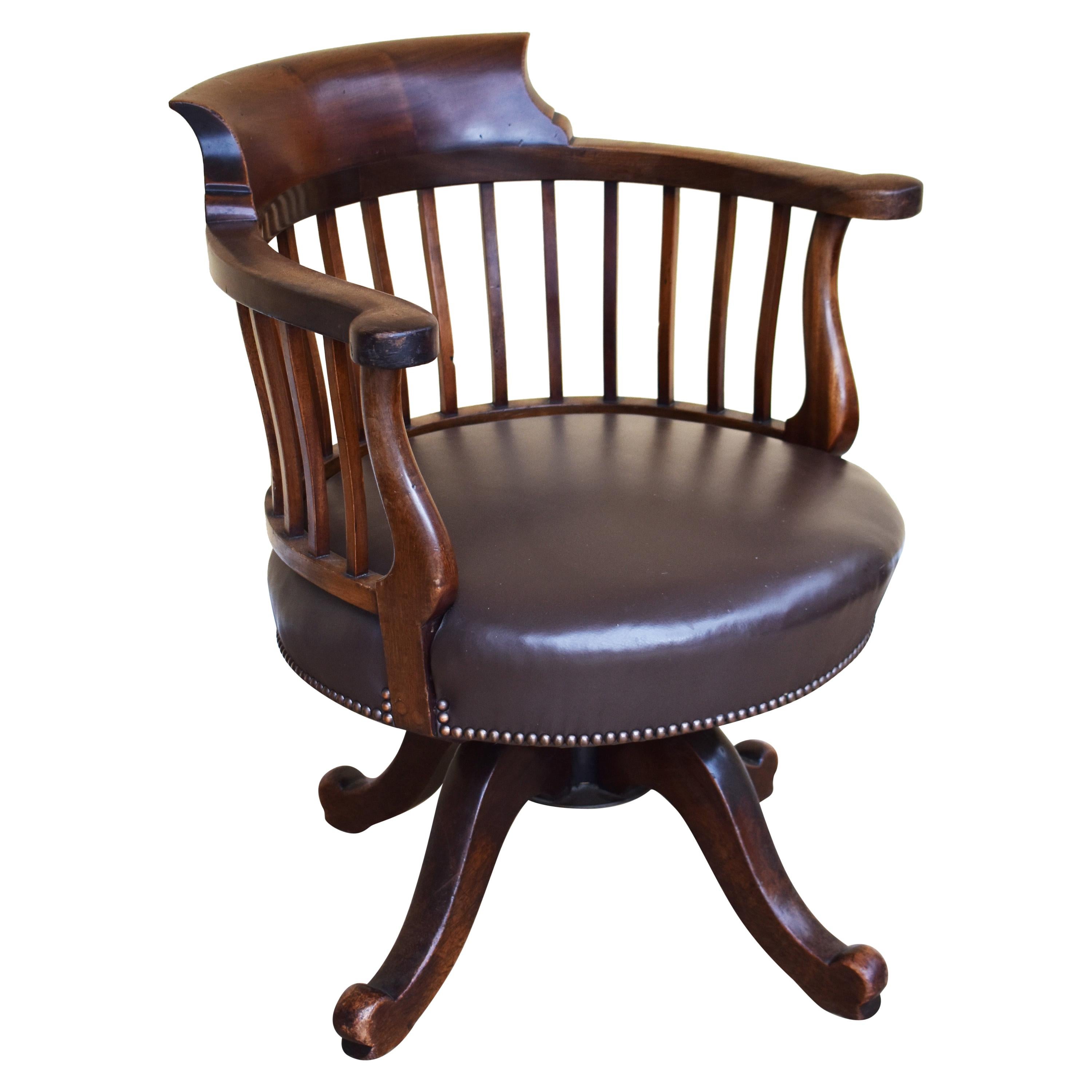 19th Century English Victorian Mahogany Desk Chair