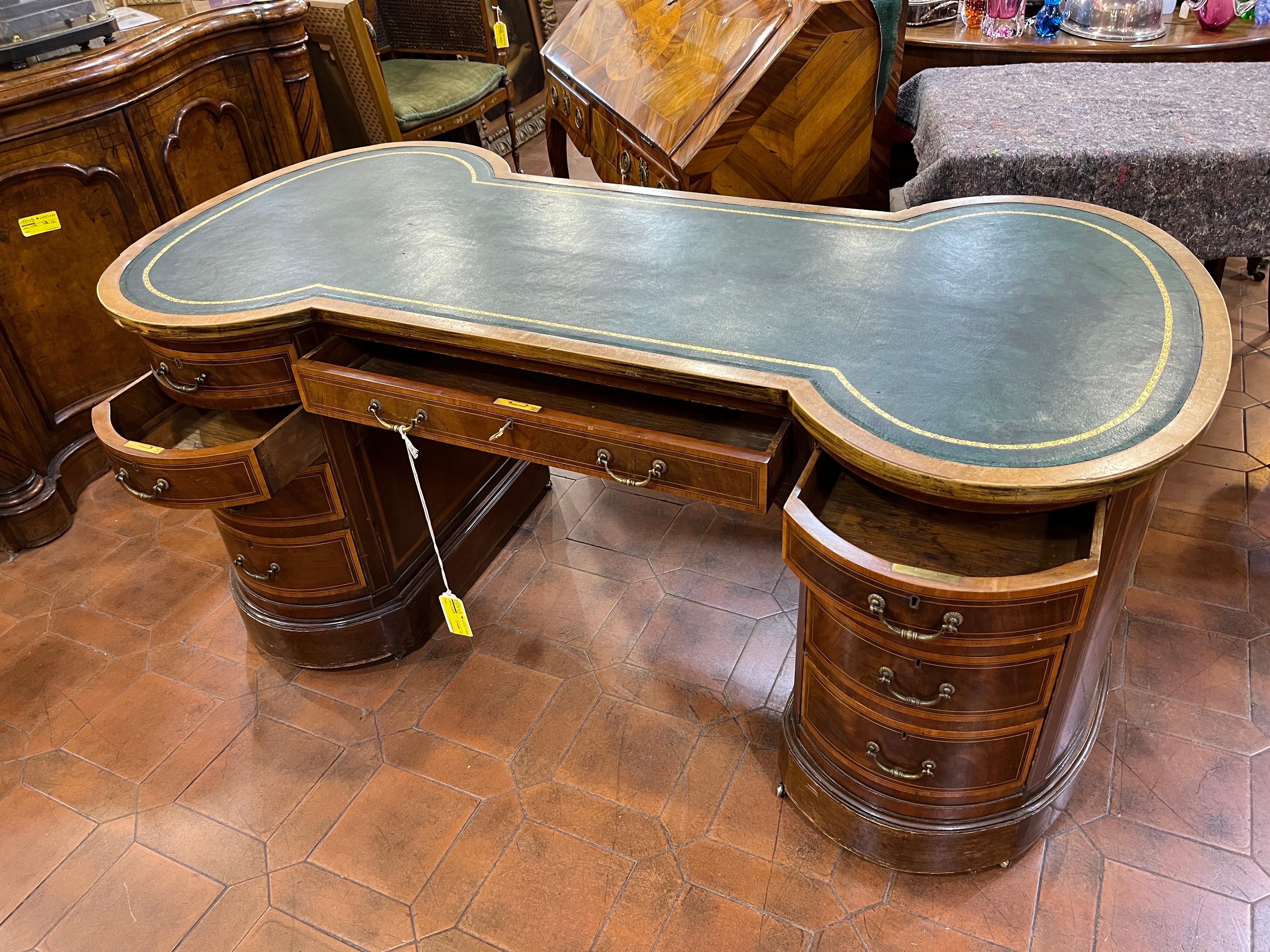 High Victorian 19th Century English Victorian Mahogany Desk Writing Table S.& H. Jewell