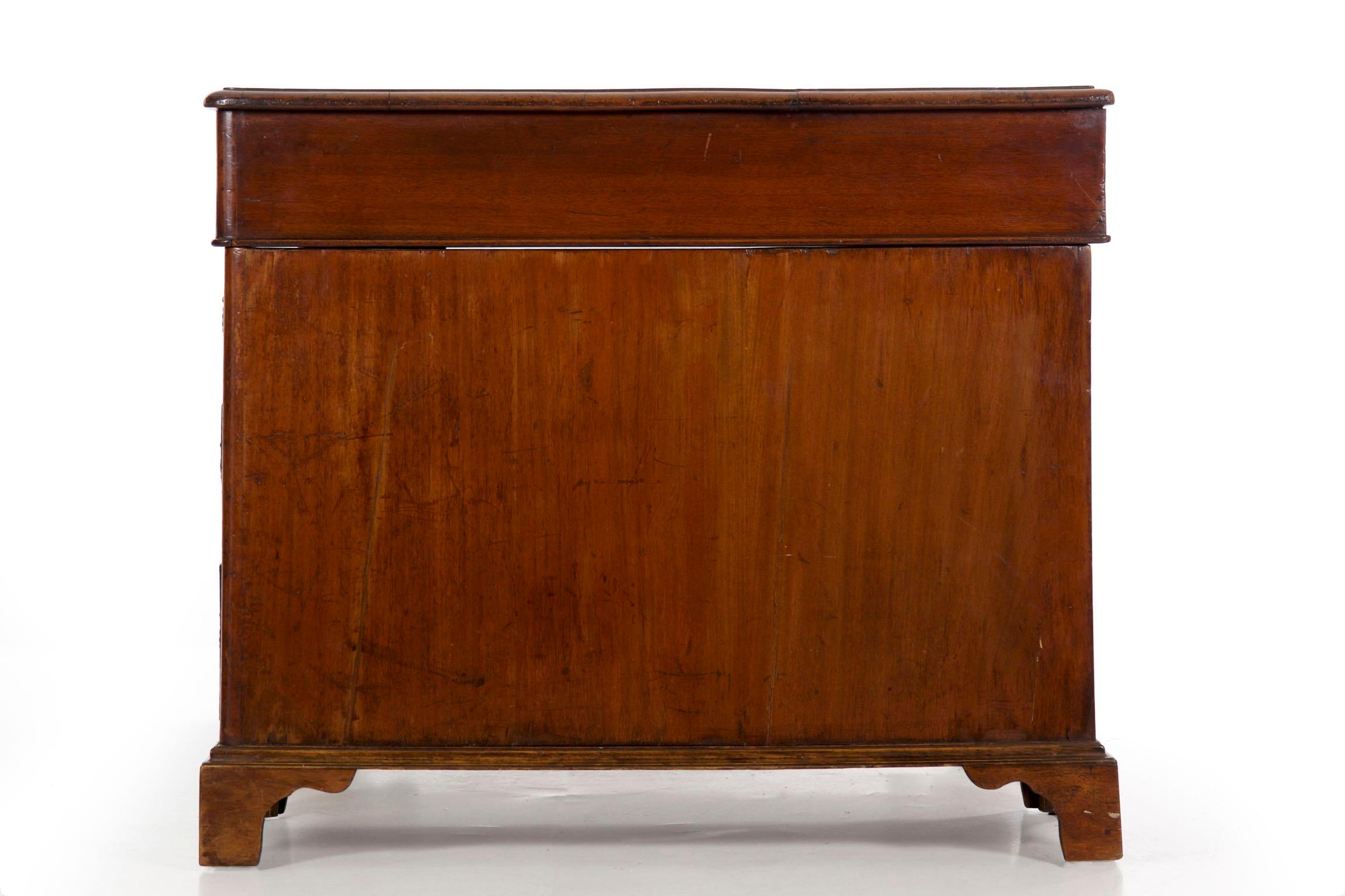 19th Century English Victorian Mahogany Leather Antique Pedestal Desk 10