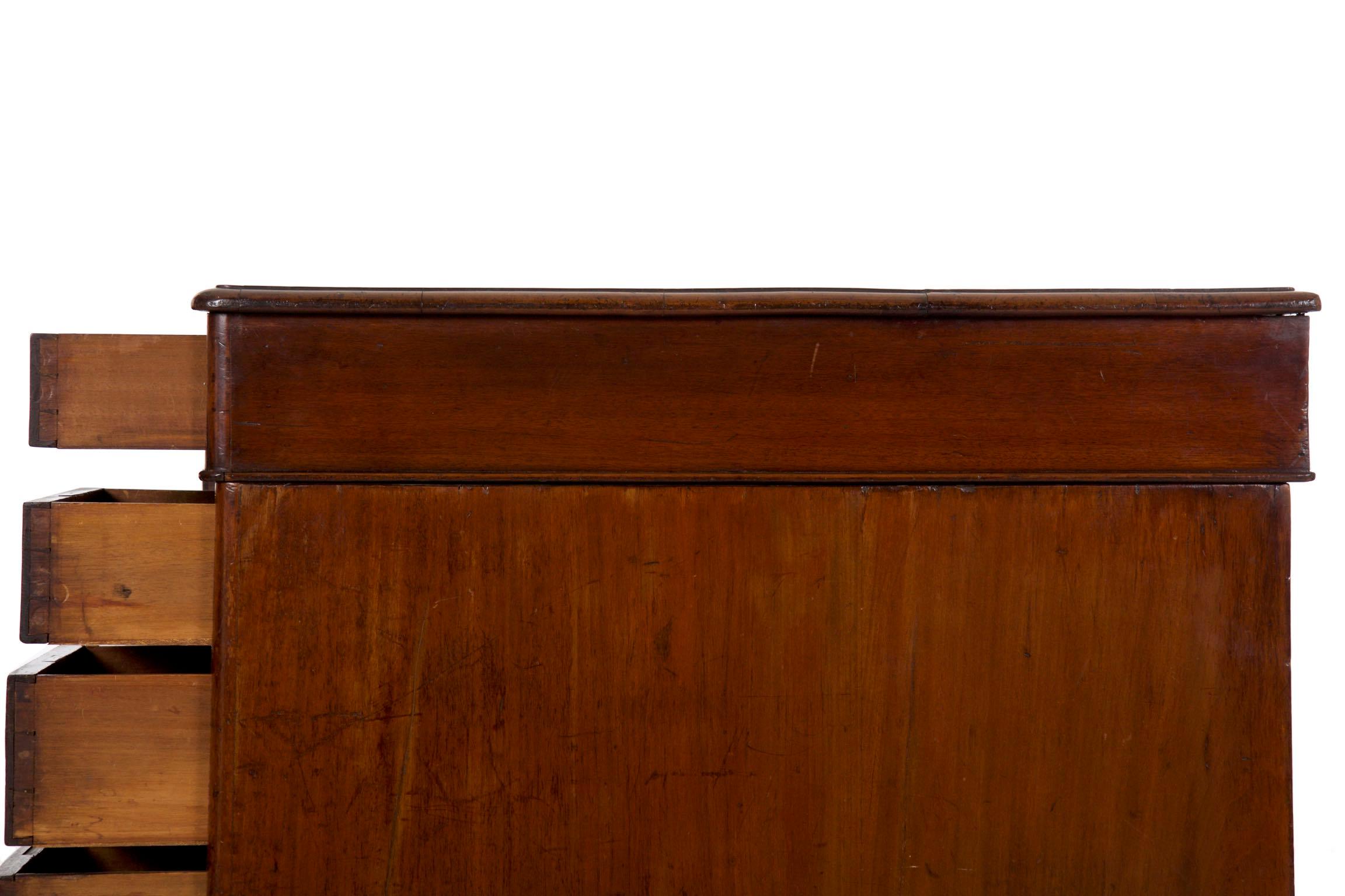 19th Century English Victorian Mahogany Leather Antique Pedestal Desk 11
