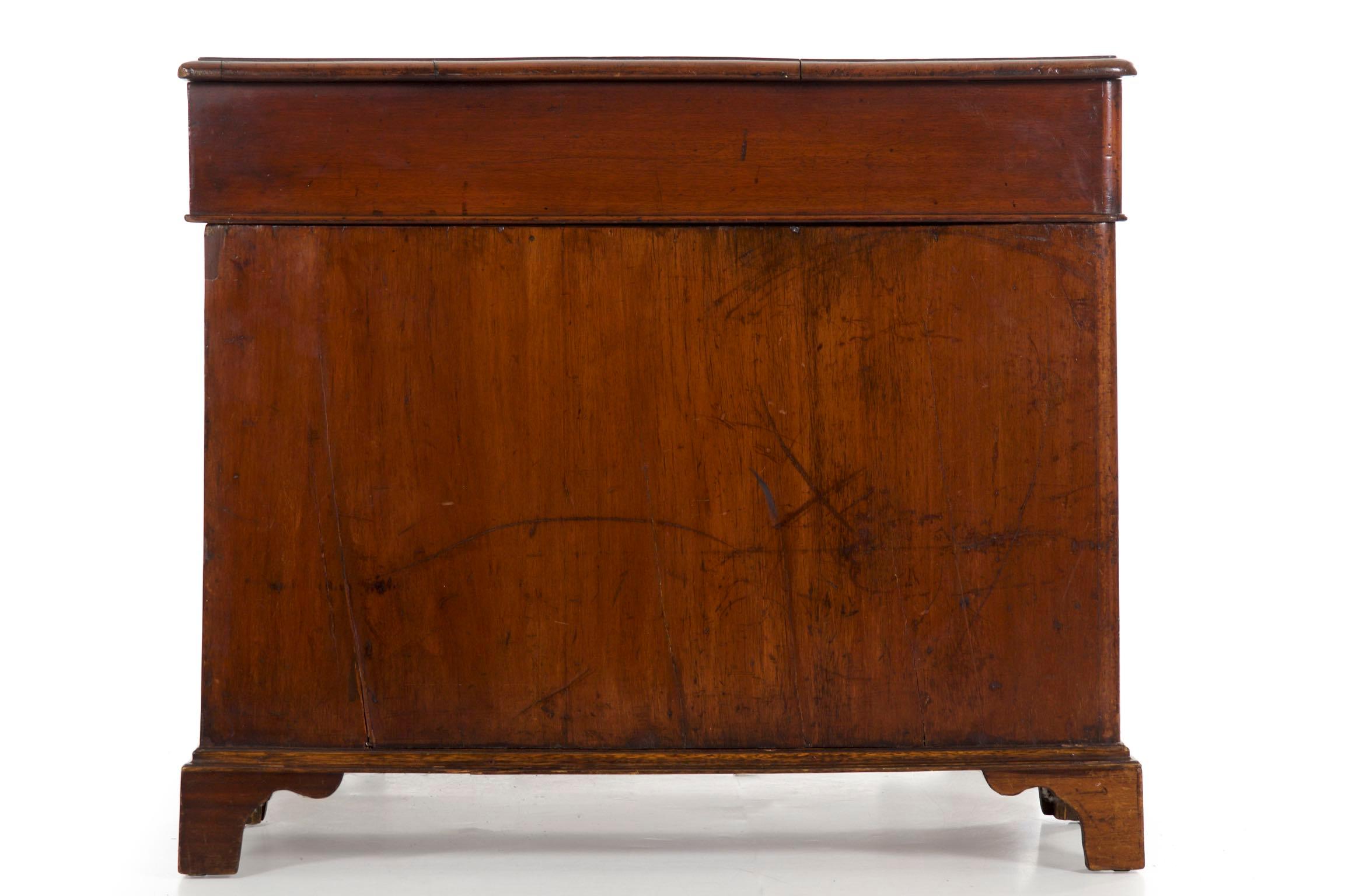 19th Century English Victorian Mahogany Leather Antique Pedestal Desk 14