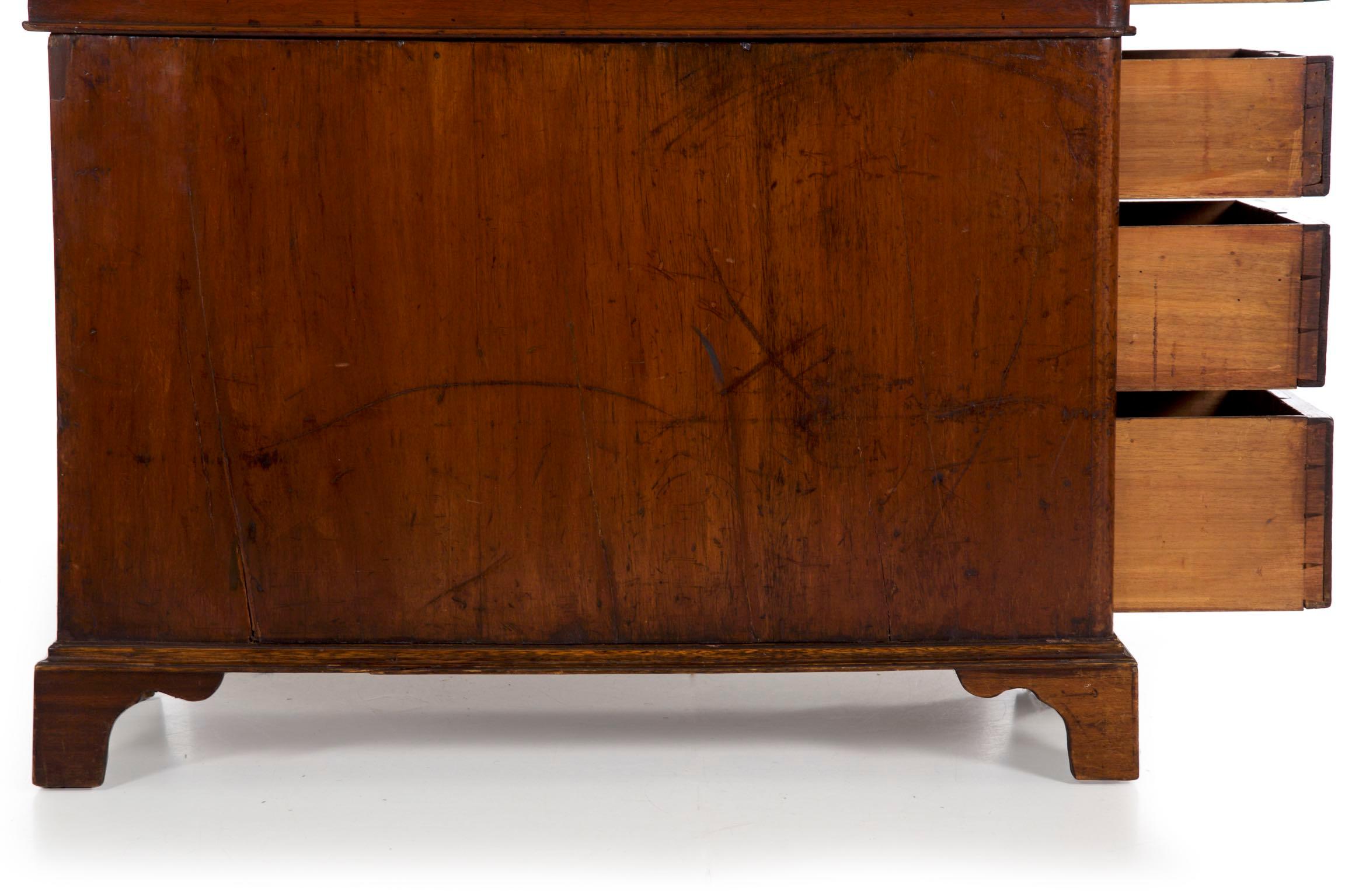 19th Century English Victorian Mahogany Leather Antique Pedestal Desk 16