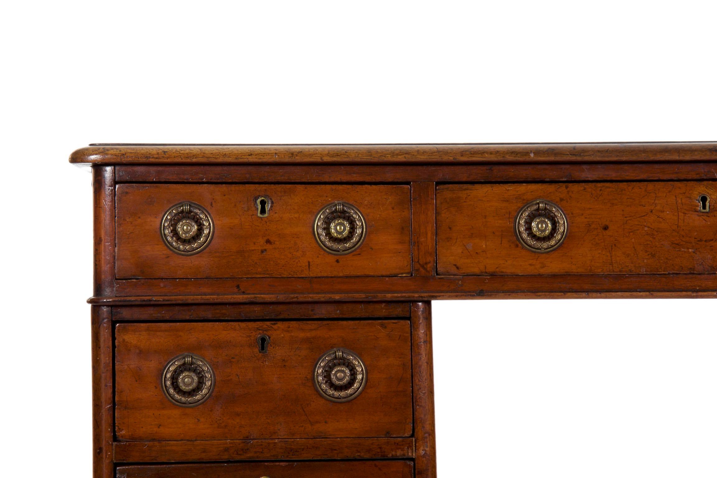 19th Century English Victorian Mahogany Leather Antique Pedestal Desk 5