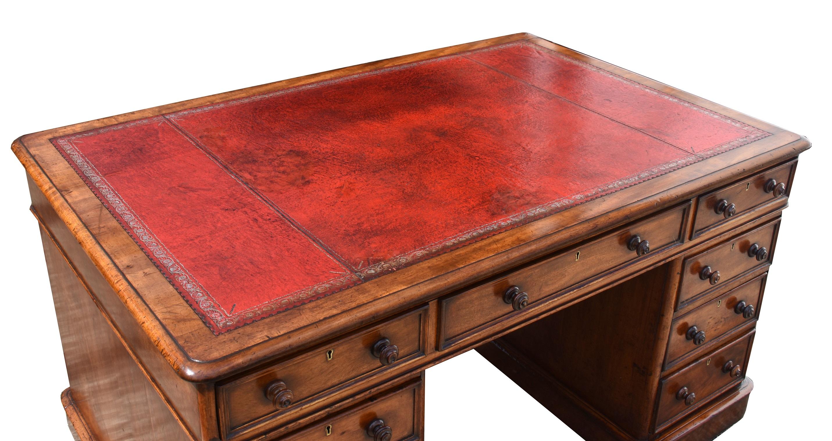 19th Century English Victorian Mahogany Partners Desk 12