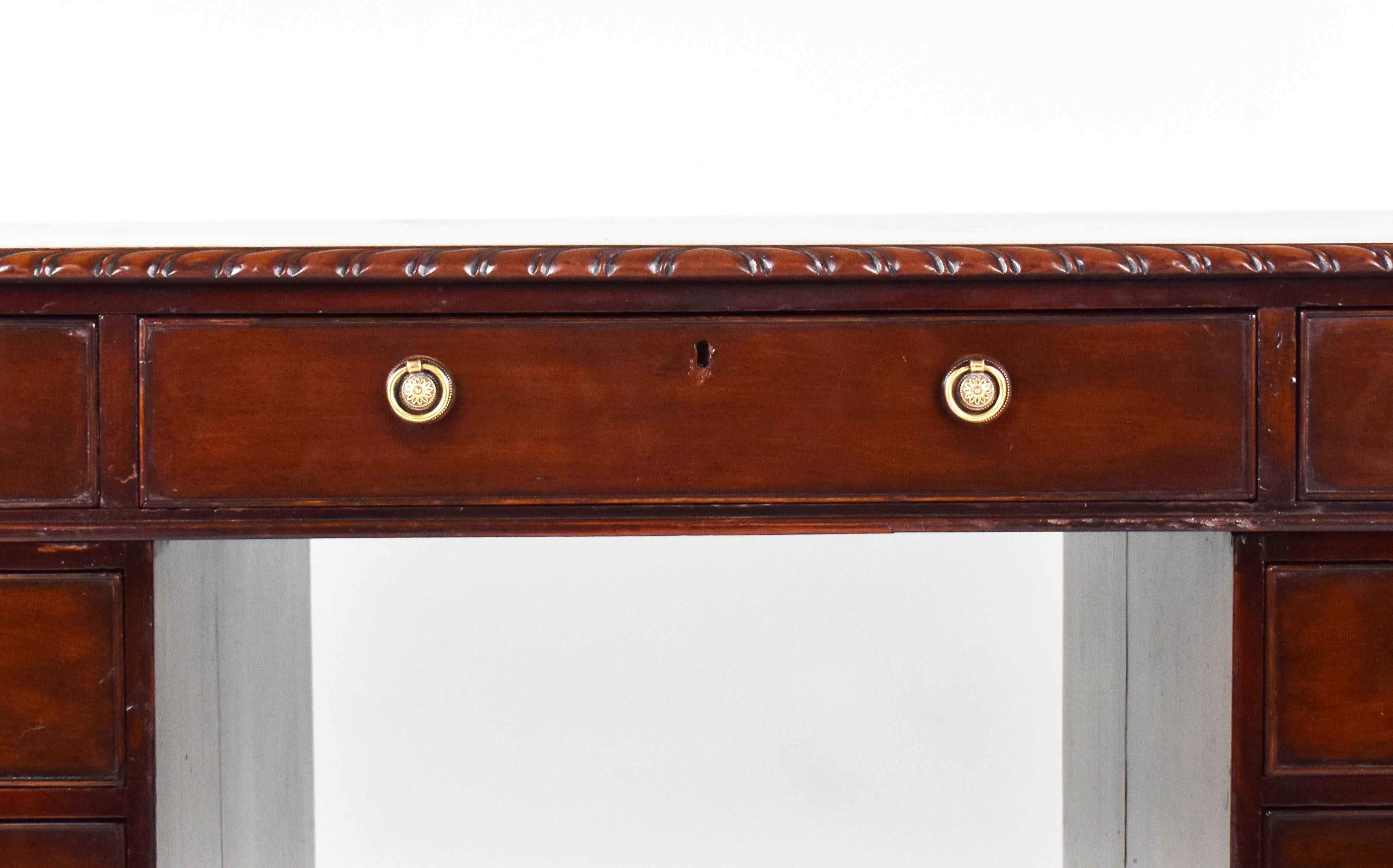 19th Century English Victorian Mahogany Partners Desk For Sale 1