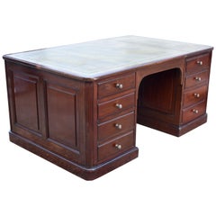 19th Century English Victorian Mahogany Partners Desk