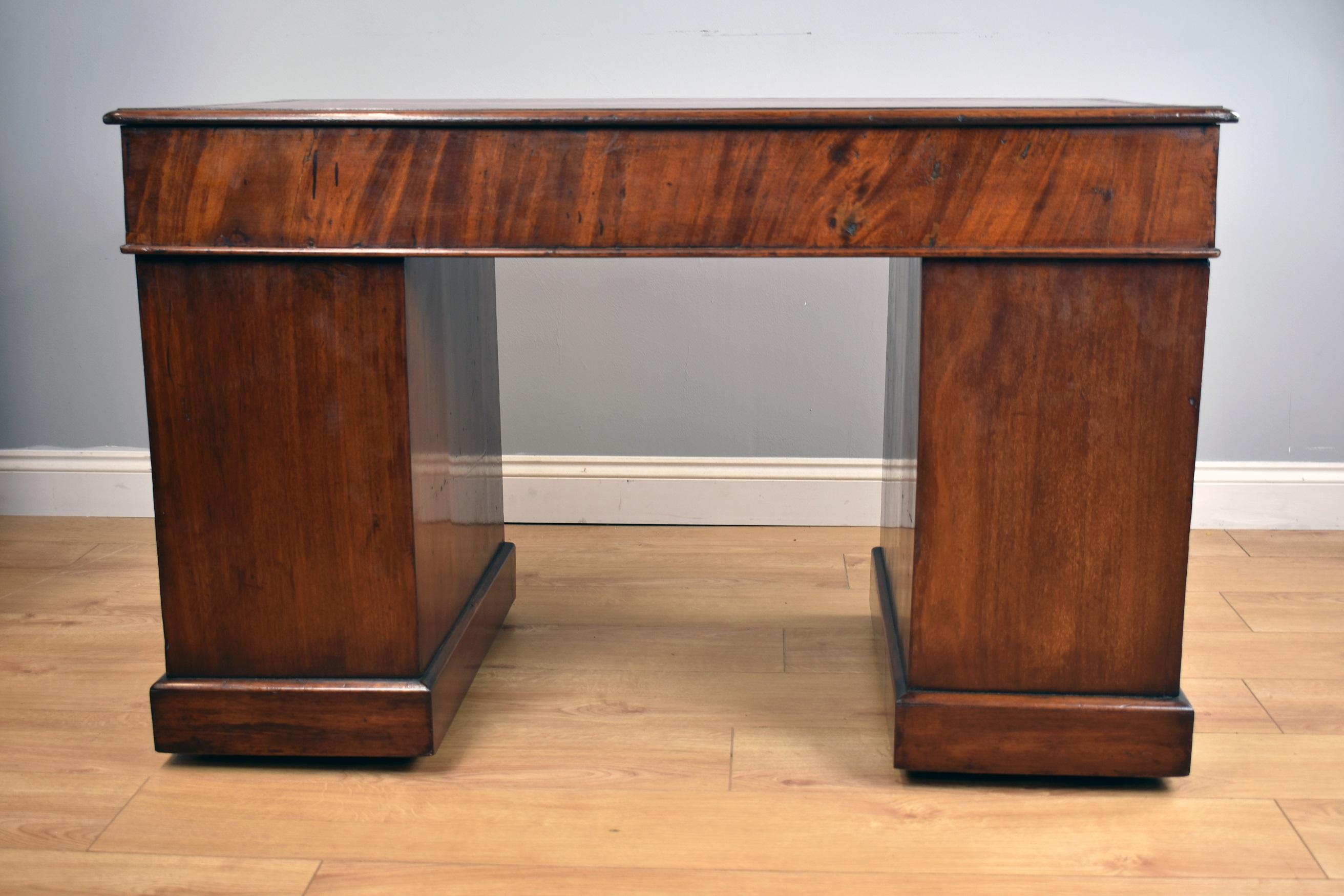 19th Century English Victorian Mahogany Pedestal Desk 2