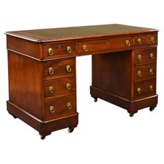 19th Century English Victorian Mahogany Pedestal Desk