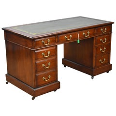 19th Century English Victorian Mahogany Pedestal Writing Desk