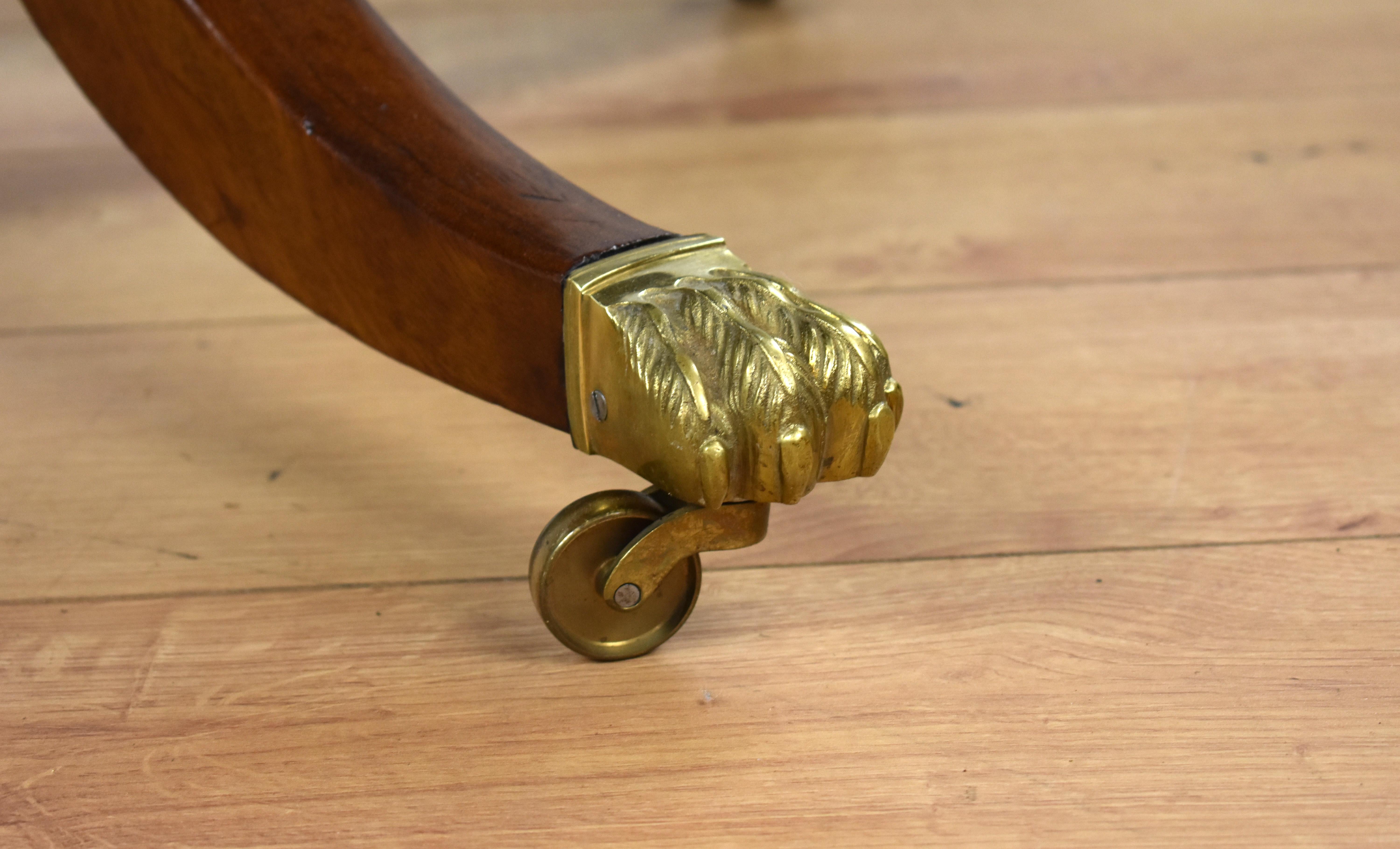 Leather 19th Century English Victorian Mahogany Rent Table