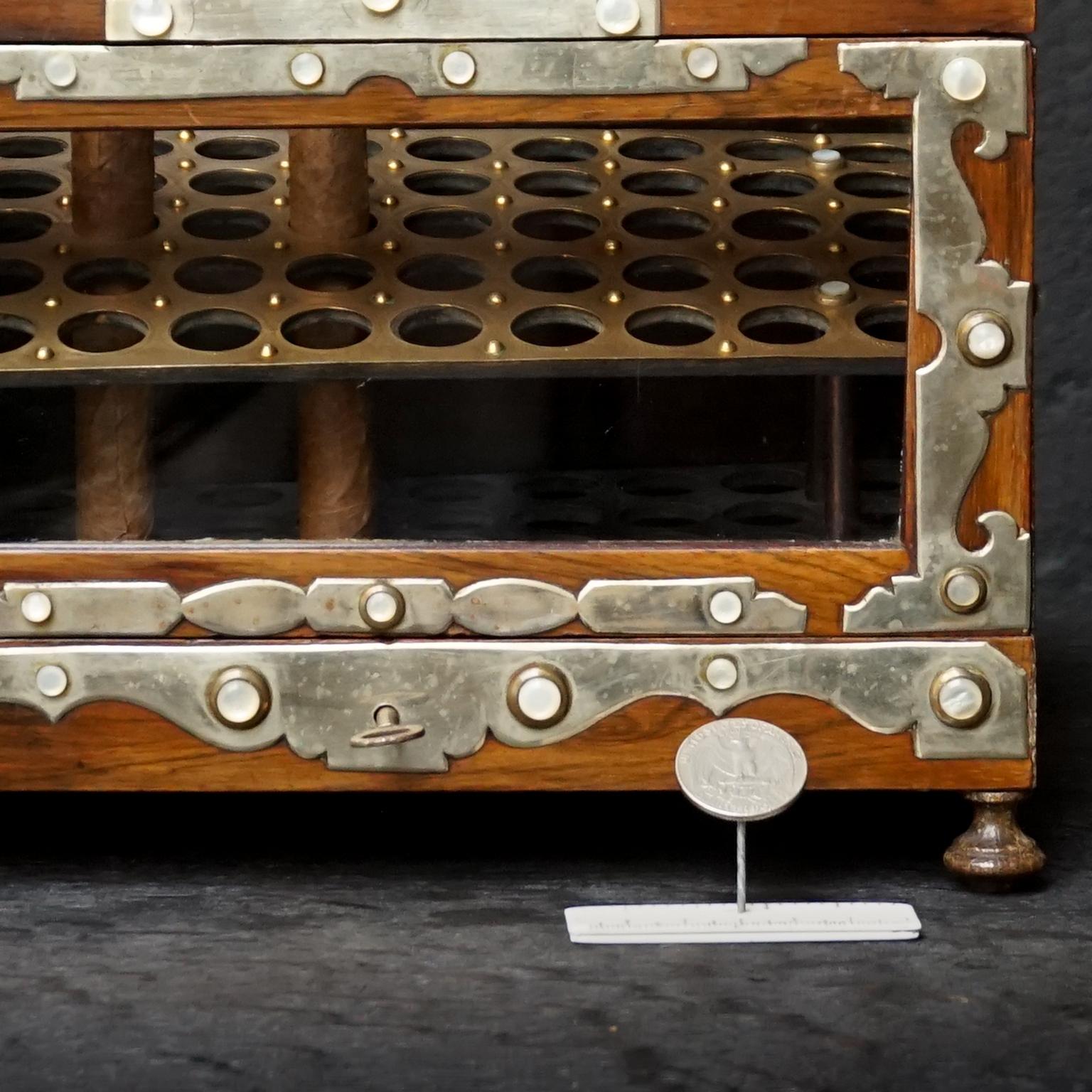 British 19th Century English Victorian Mahogany Veneer Cigar Box Humidor