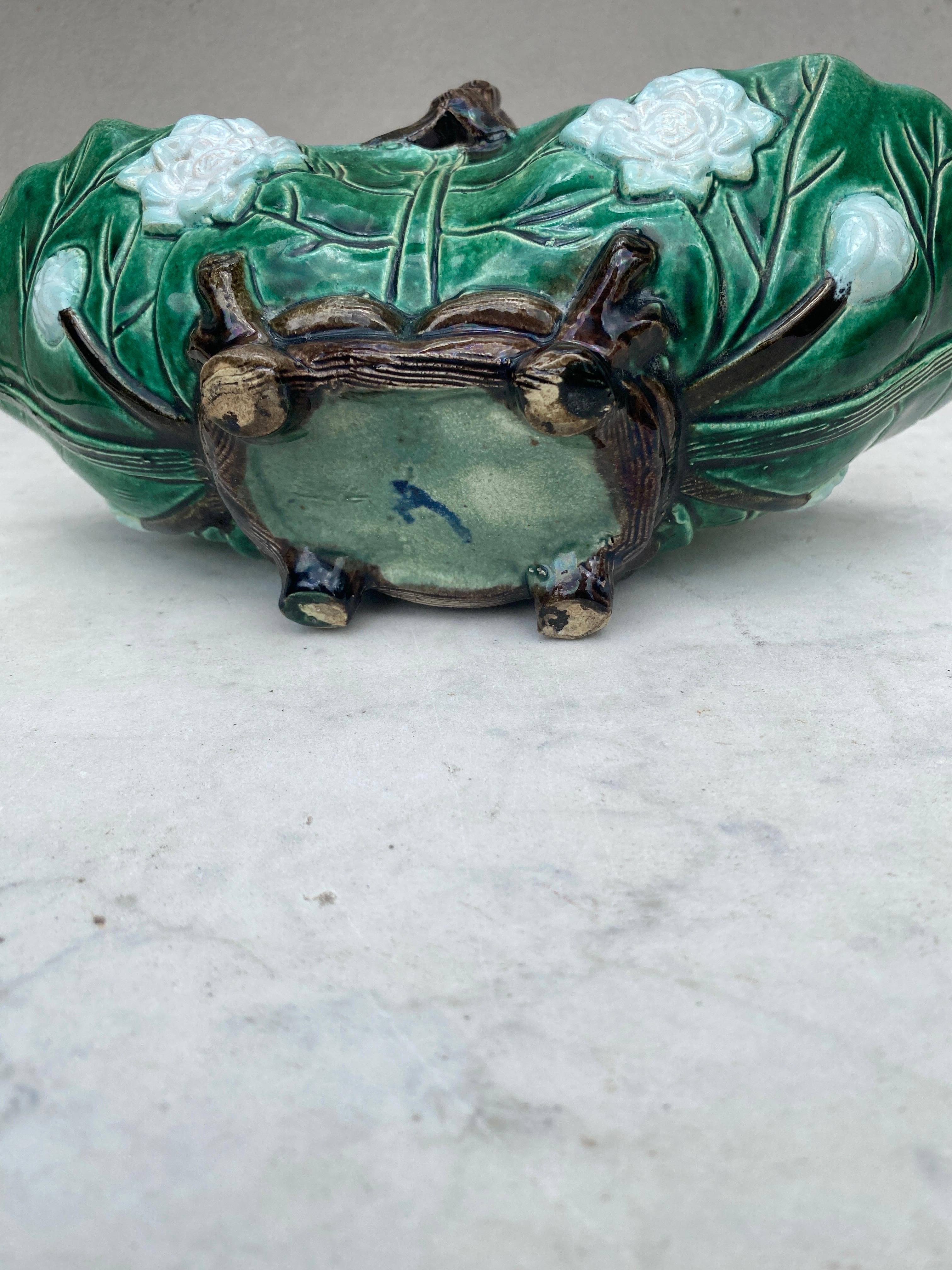 19th Century English Majolica Water Lily Basket Joseph Holdcroft 1