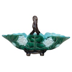 19th Century English Majolica Water Lily Basket Joseph Holdcroft
