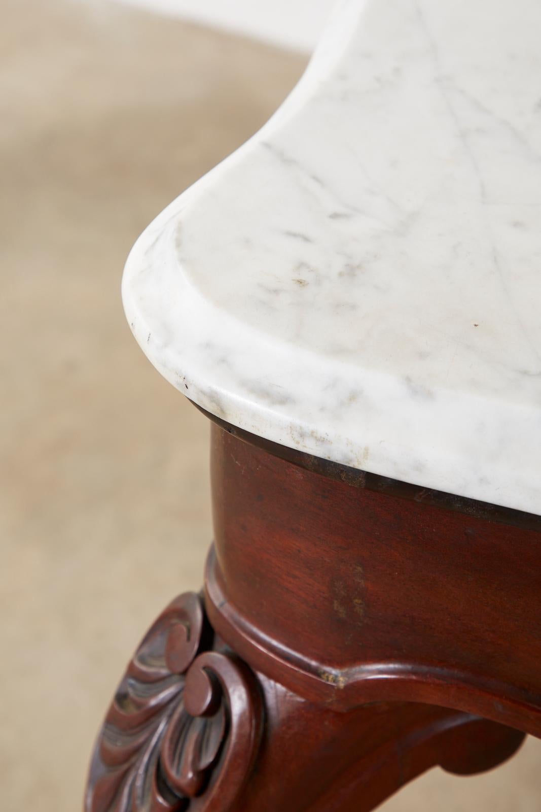 19th Century English Victorian Marble-Top Library Writing Table For Sale 11