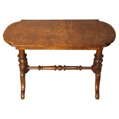 19th century Victorian Marquetry Center Table in burl wood