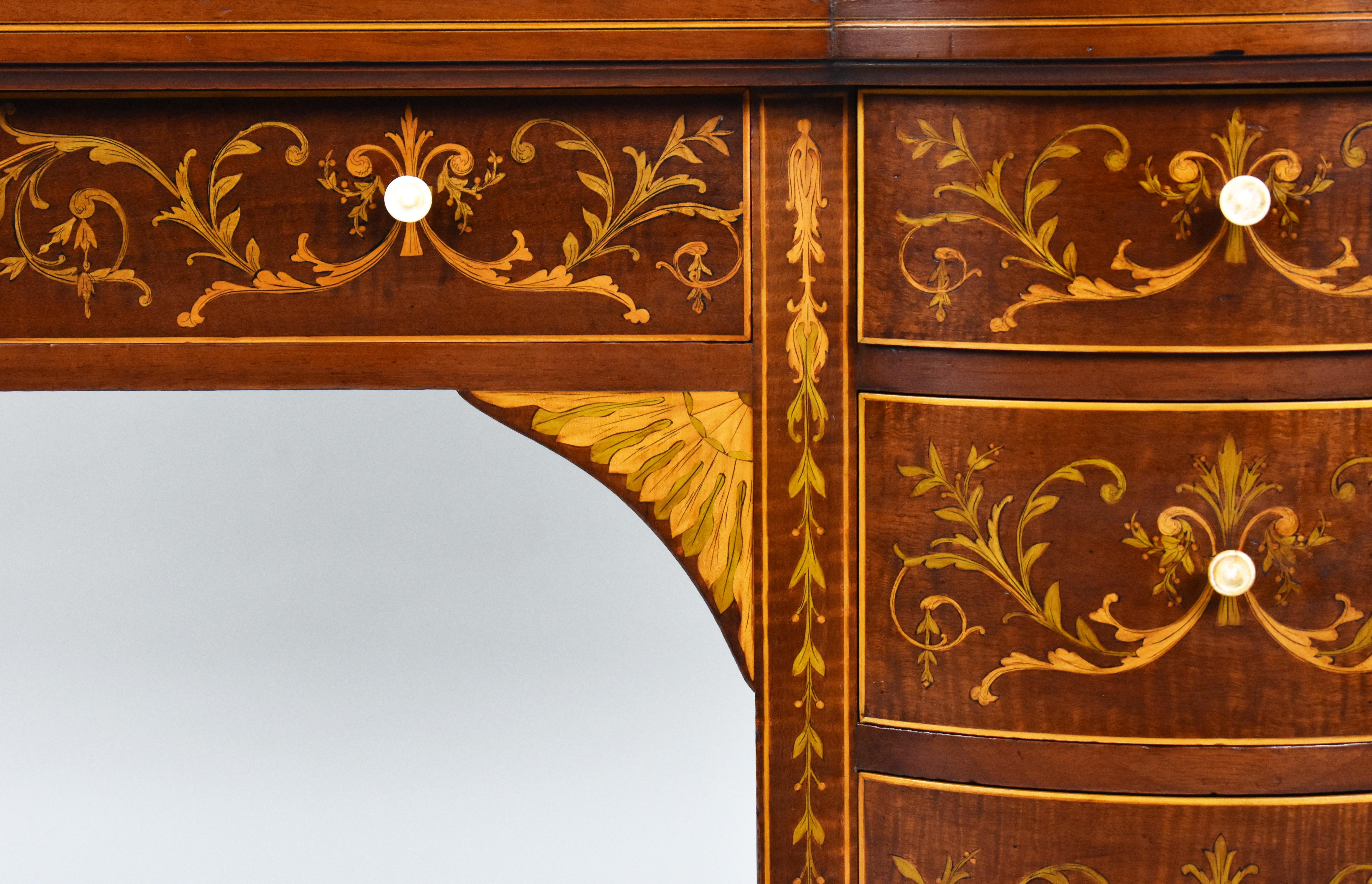 19th Century English Victorian Marquetry Inlaid Carlton House Desk For Sale 5