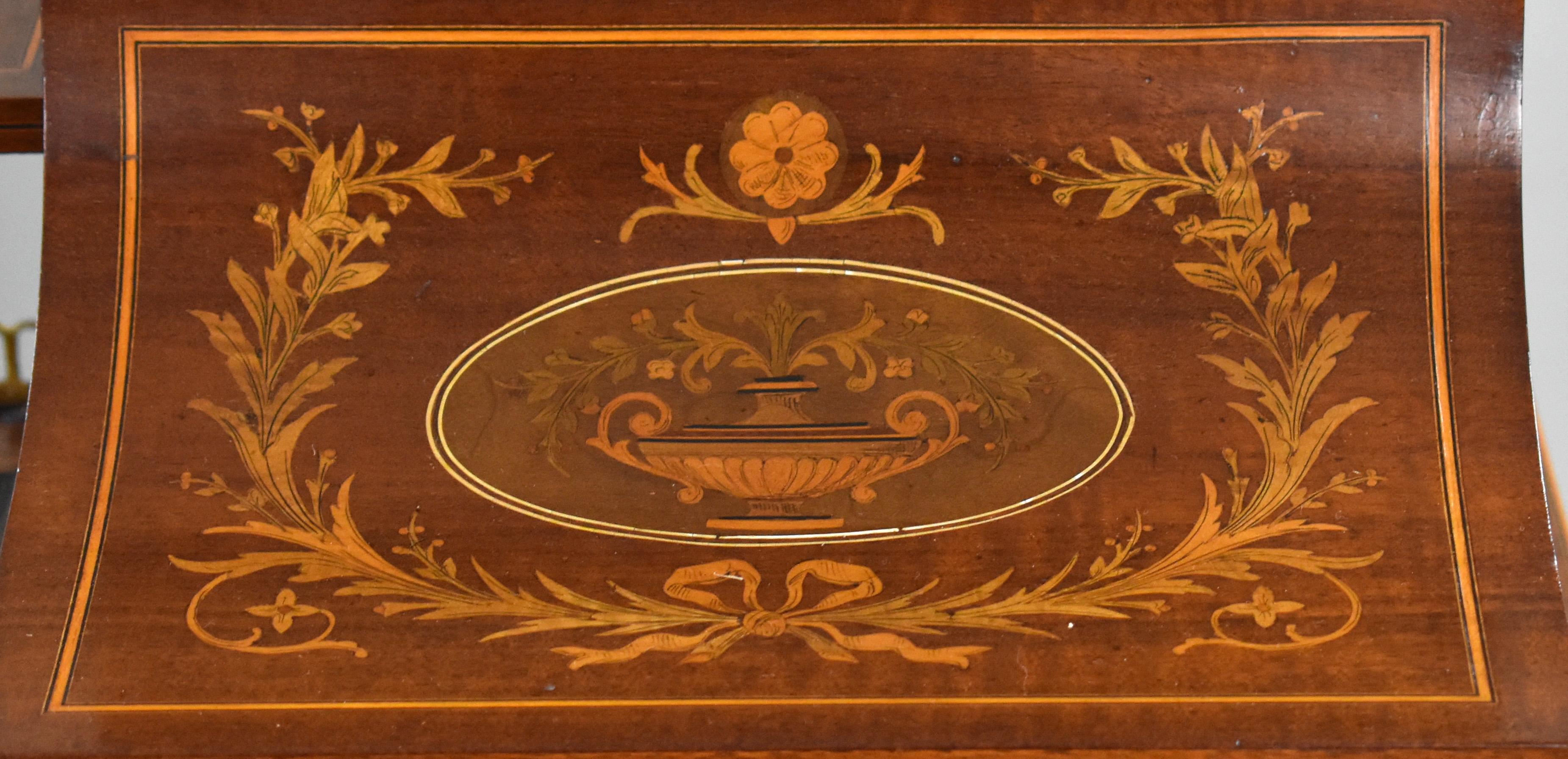 19th Century English Victorian Marquetry Inlaid Carlton House Desk For Sale 9