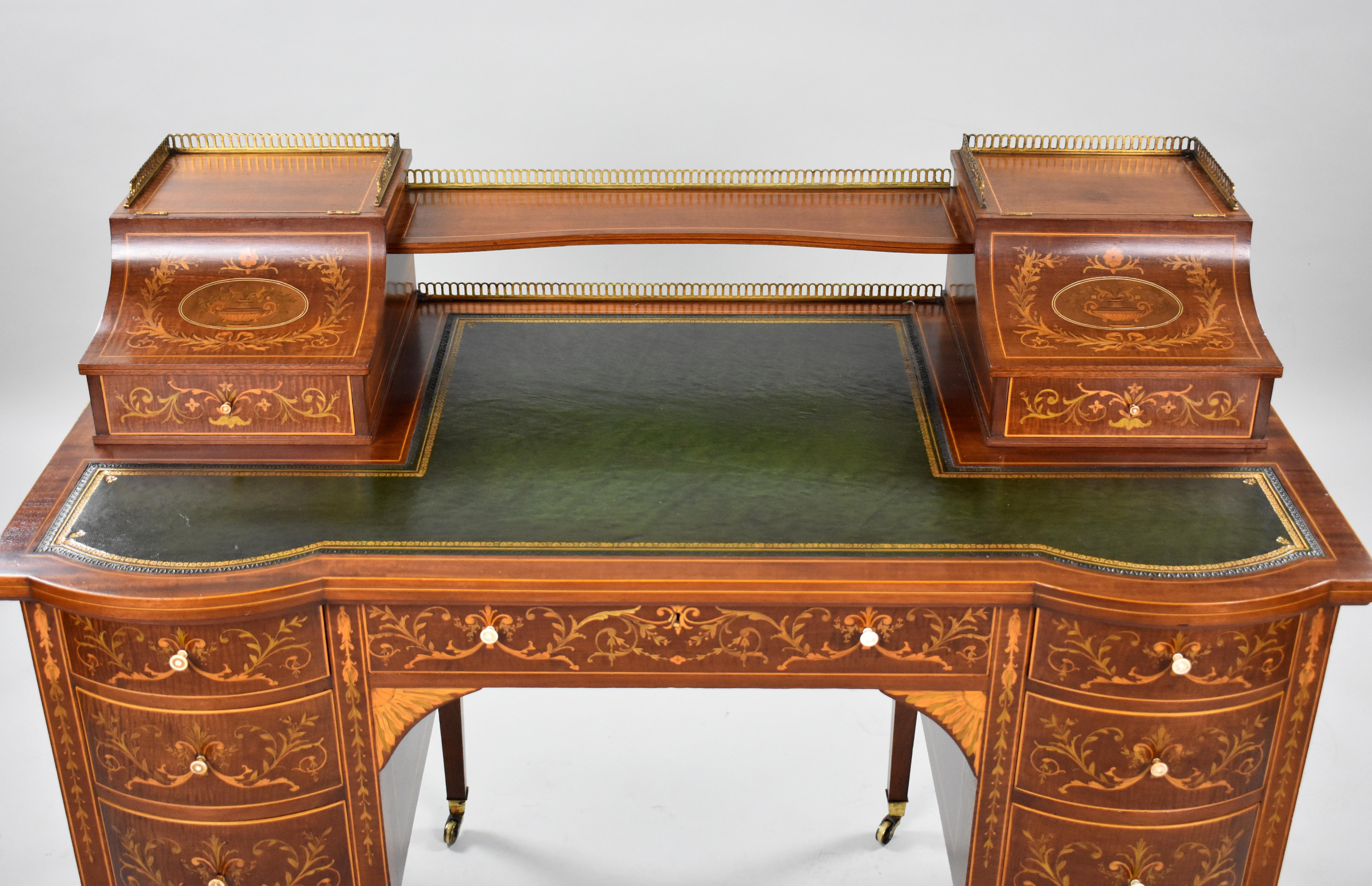 19th Century English Victorian Marquetry Inlaid Carlton House Desk For Sale 10