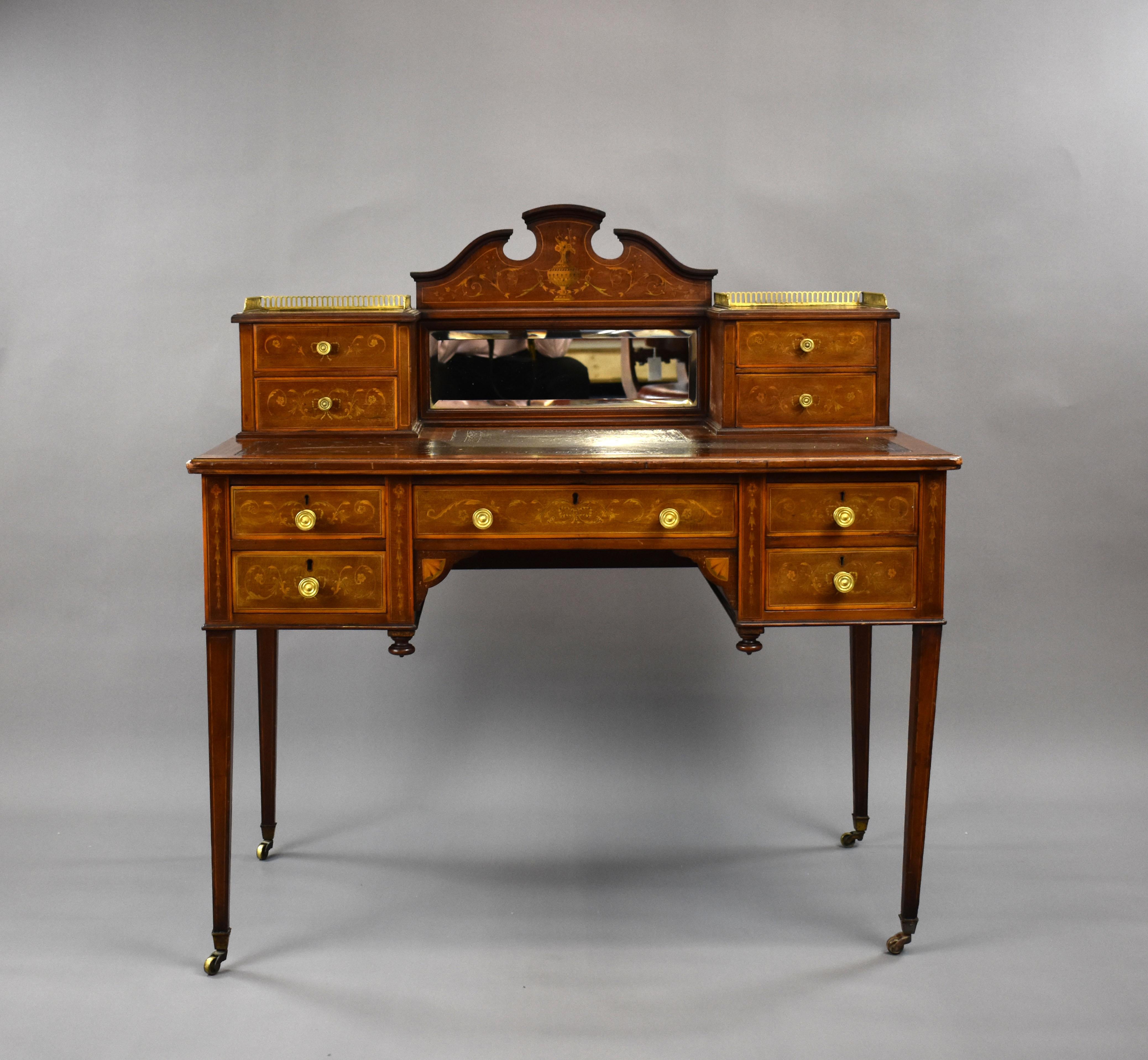 19th Century English Victorian Marquetry Writing Table by Shoolbred In Good Condition In Chelmsford, Essex
