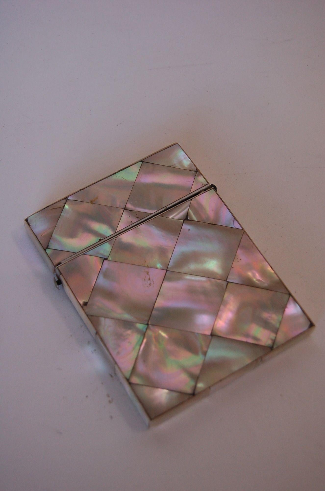 Mid-19th Century 19th Century English Victorian Mother of Pearl Business Calling Card Case For Sale