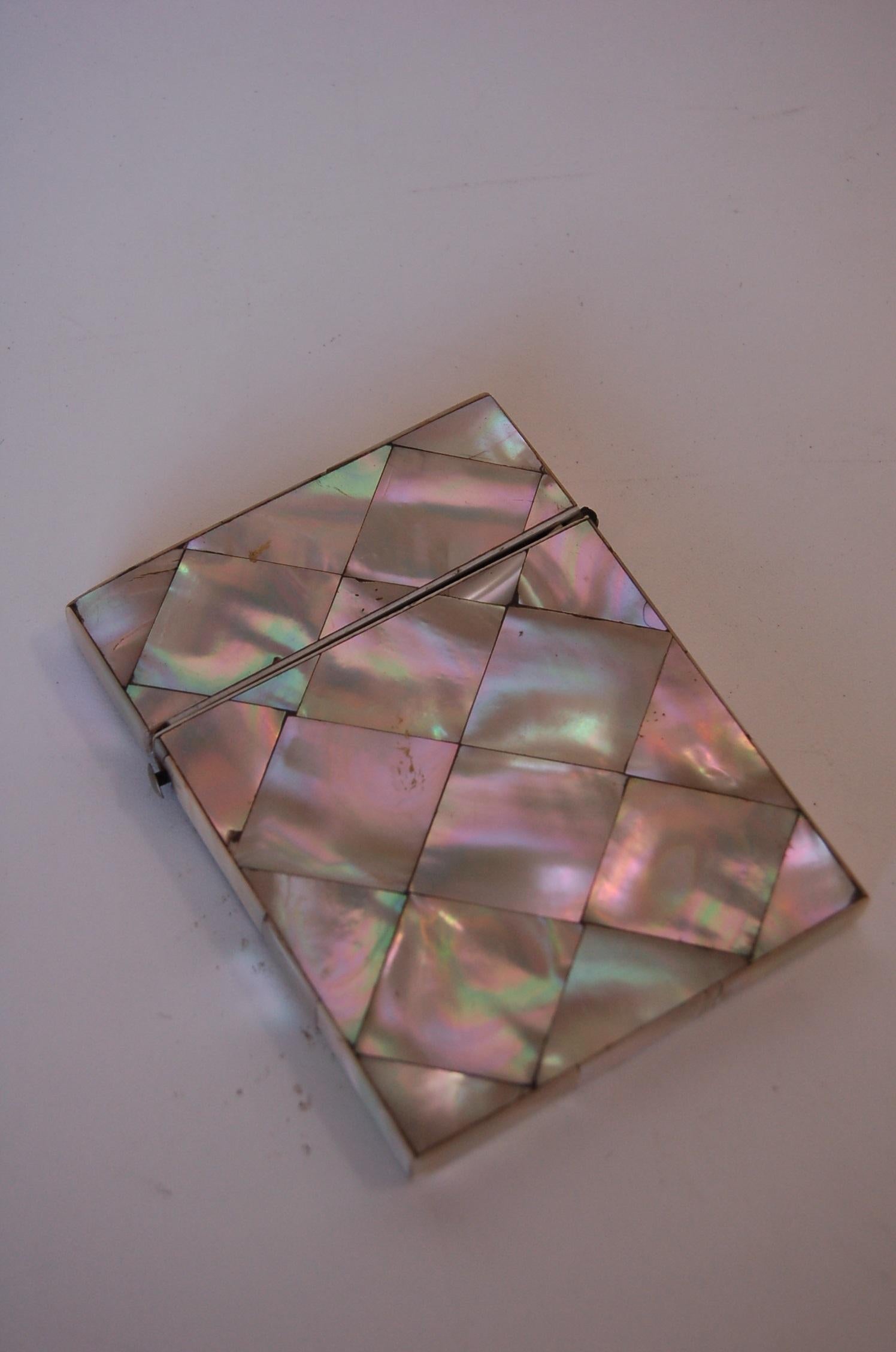 19th Century English Victorian Mother of Pearl Calling Card Case 1