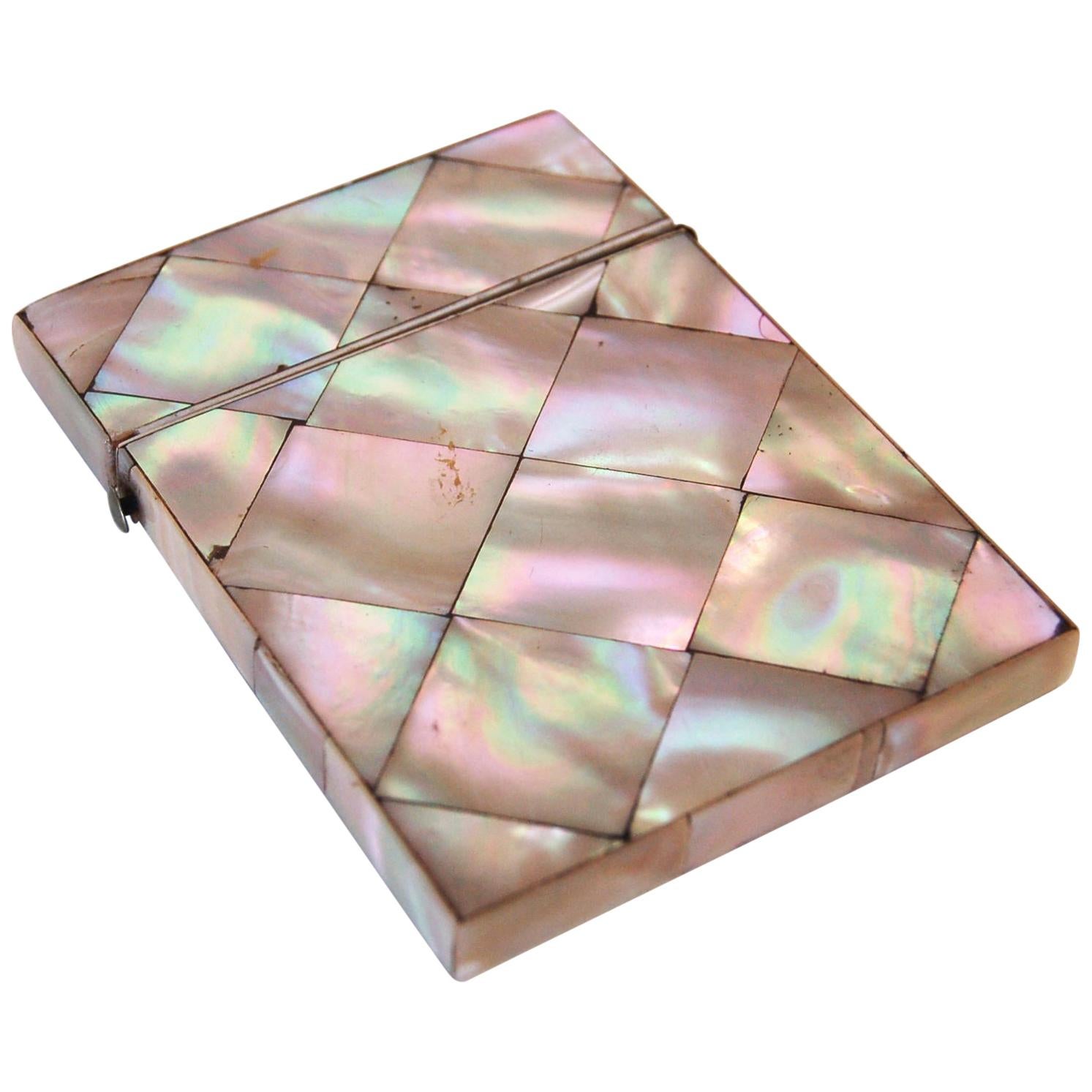 19th Century English Victorian Mother of Pearl Calling Card Case