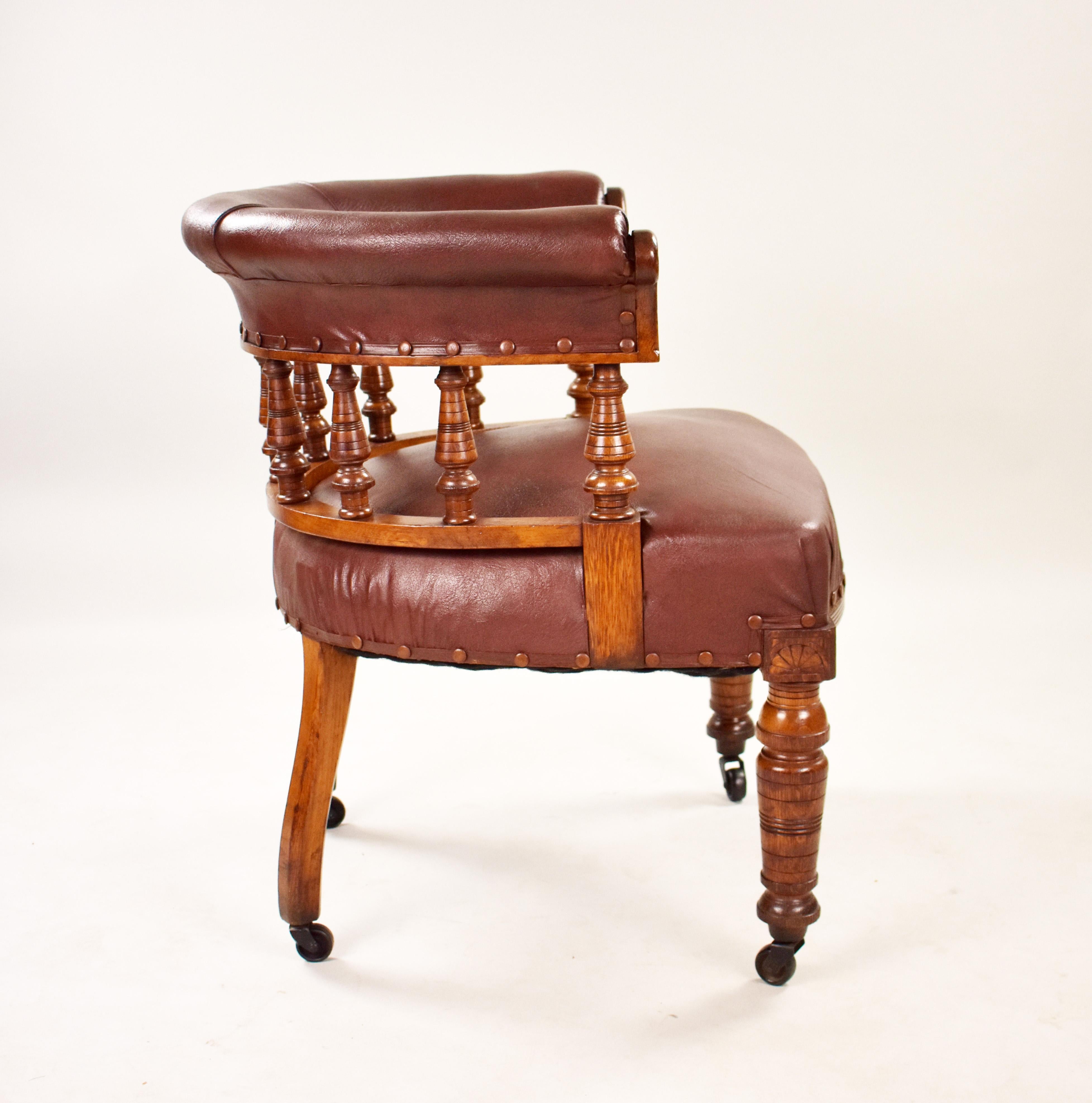 19th Century, English Victorian Oak Armchair For Sale 1